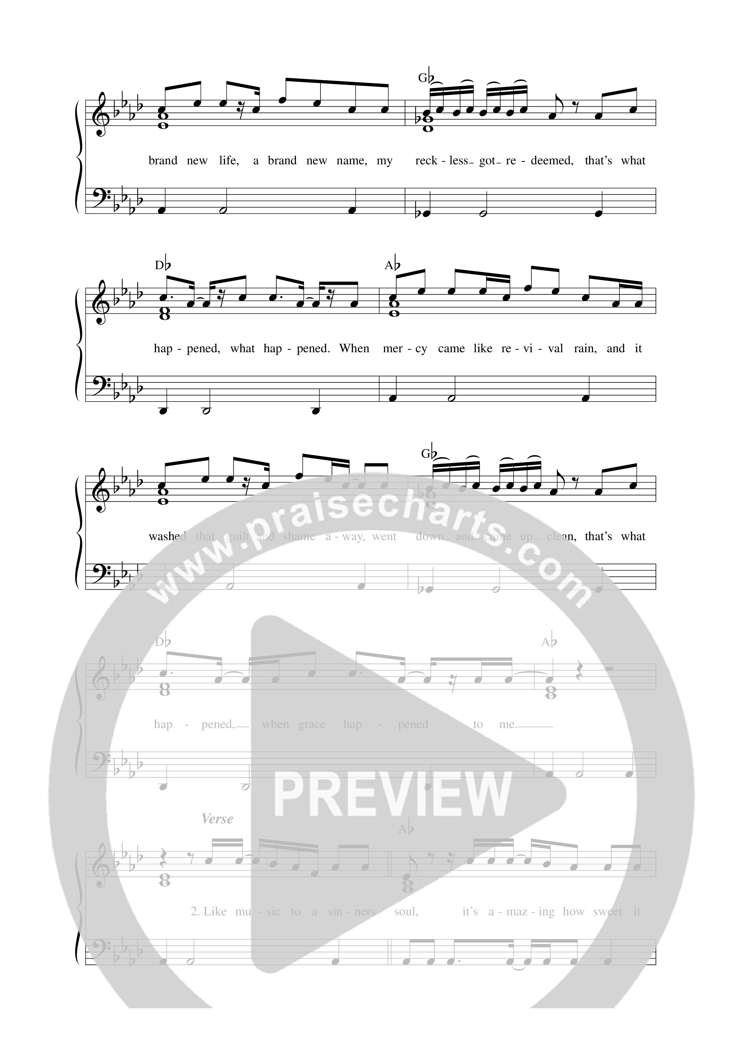 Grace Happened Lead Sheet Melody (Micah Christopher)