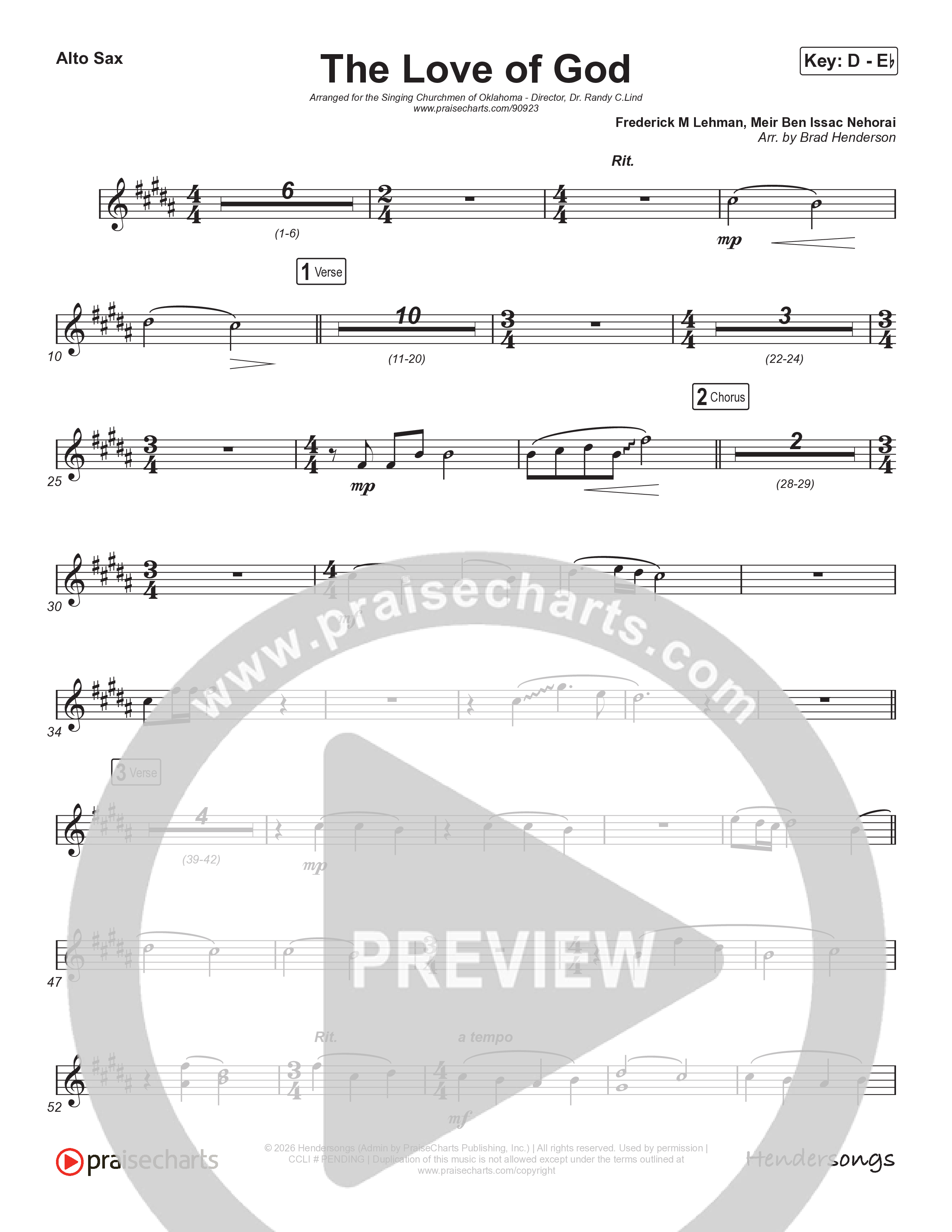 The Love Of God (Choral Anthem) Alto Sax (Brad Henderson)