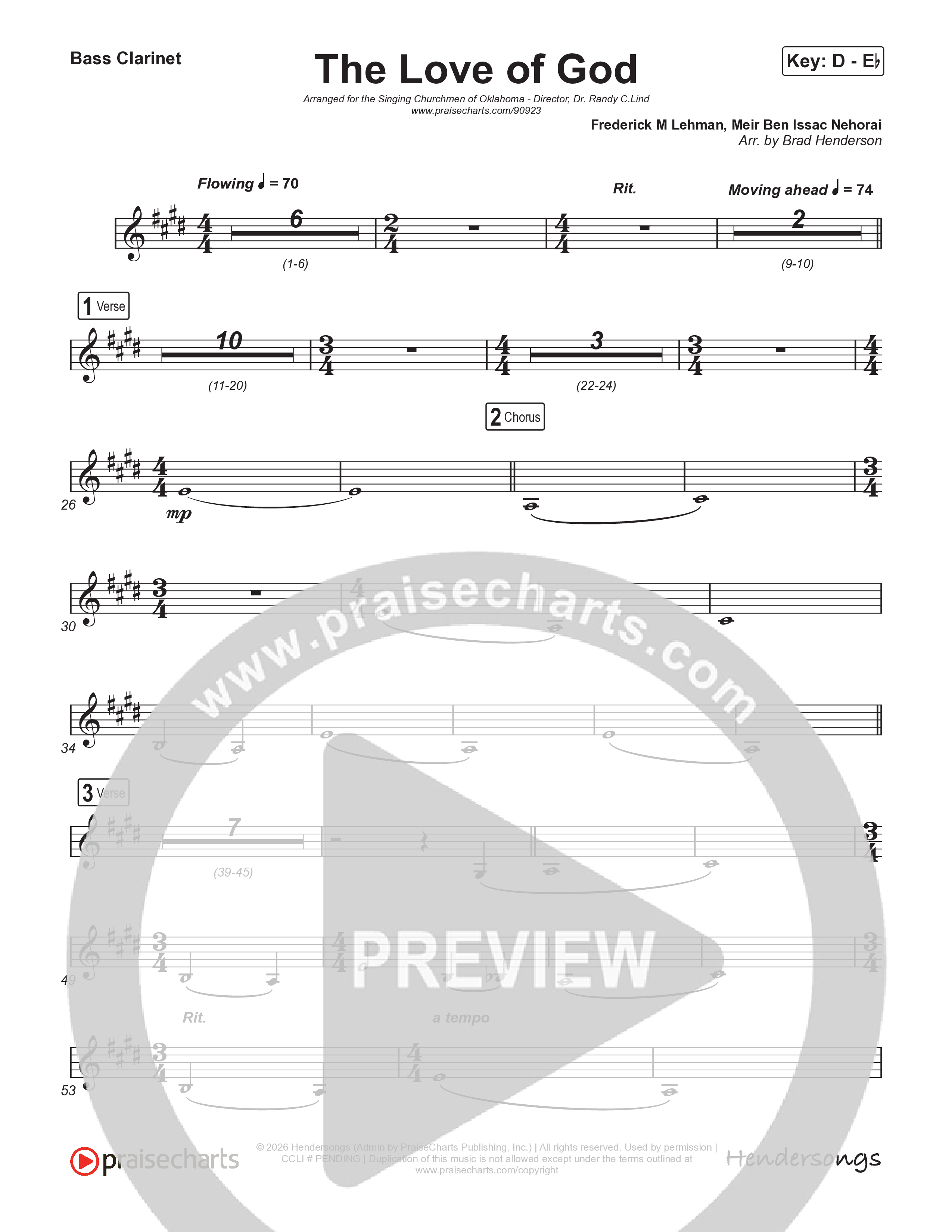 The Love Of God (Choral Anthem) Bass Clarinet (Brad Henderson)