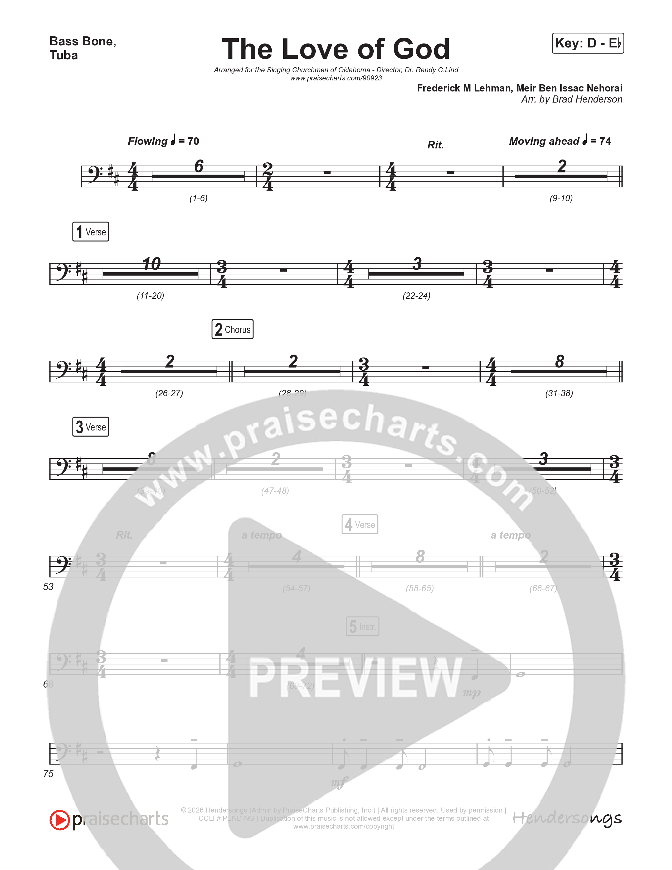 The Love Of God (Choral Anthem) Orchestration (Brad Henderson)