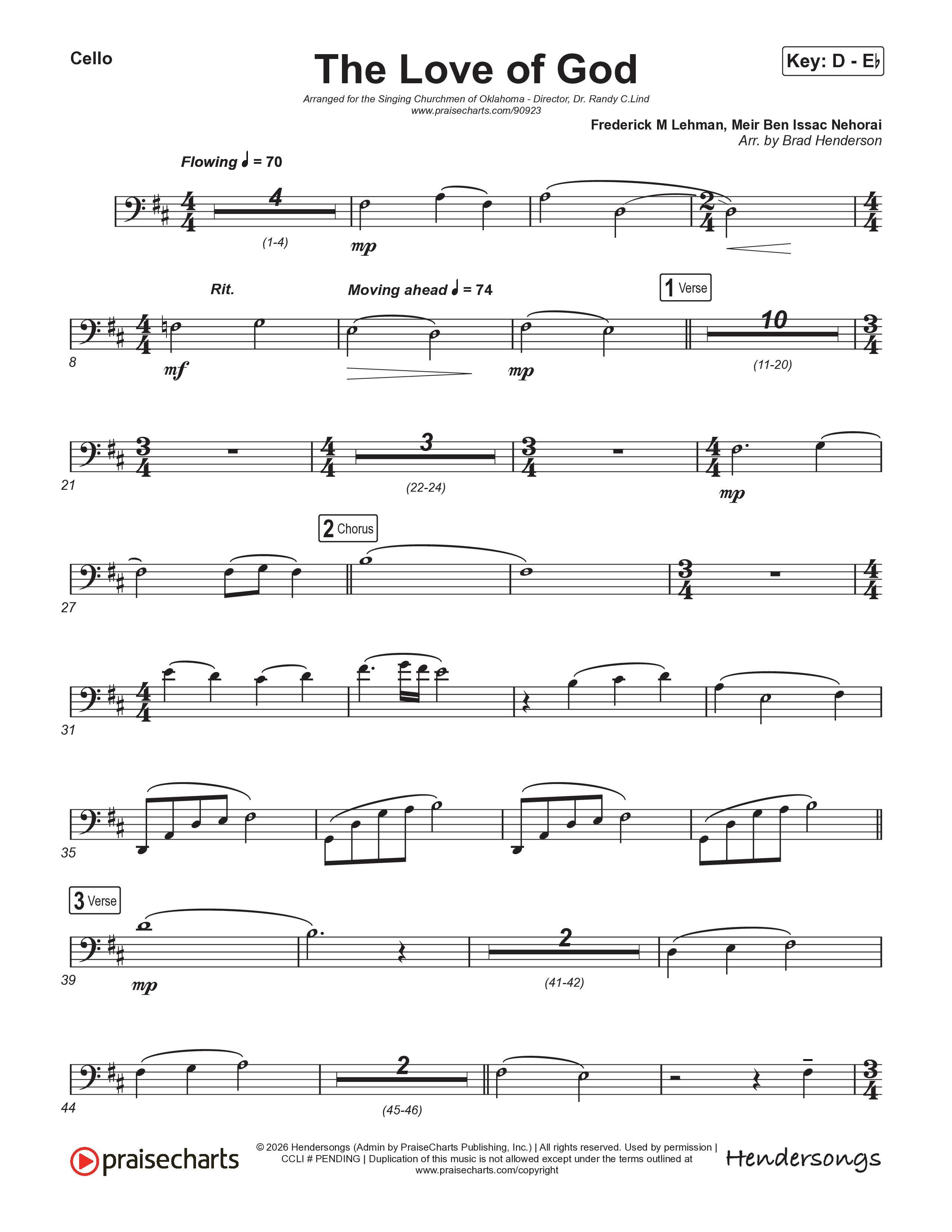 The Love Of God (Choral Anthem) Cello (Brad Henderson)