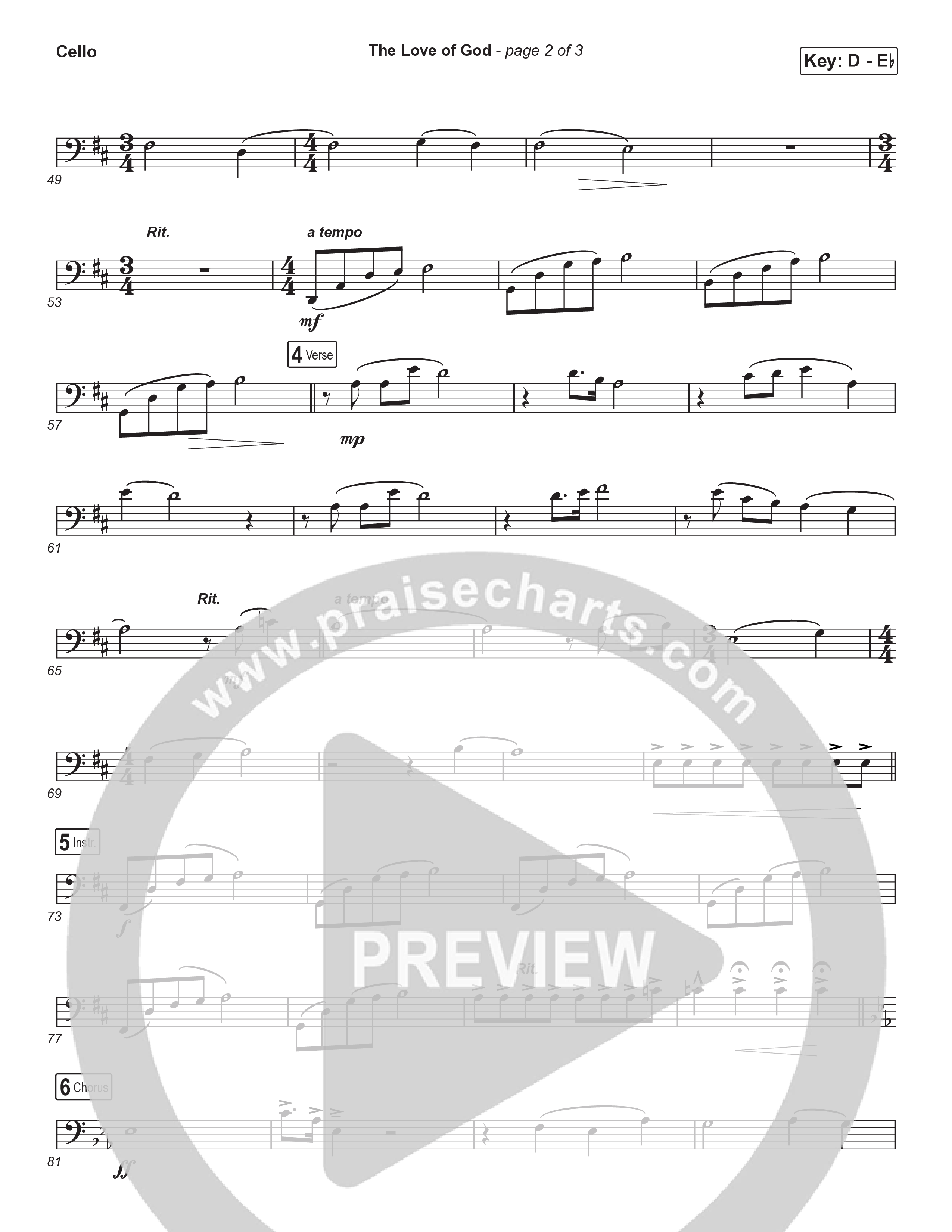 The Love Of God (Choral Anthem) Cello (Brad Henderson)