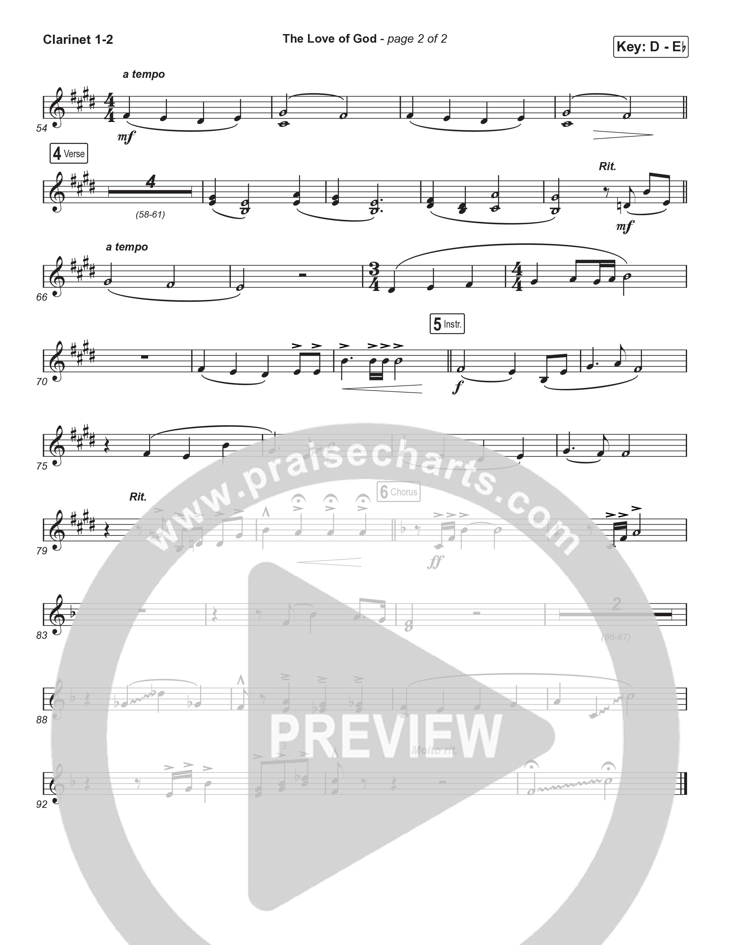 The Love Of God (Choral Anthem) Clarinet 1/2 (Brad Henderson)