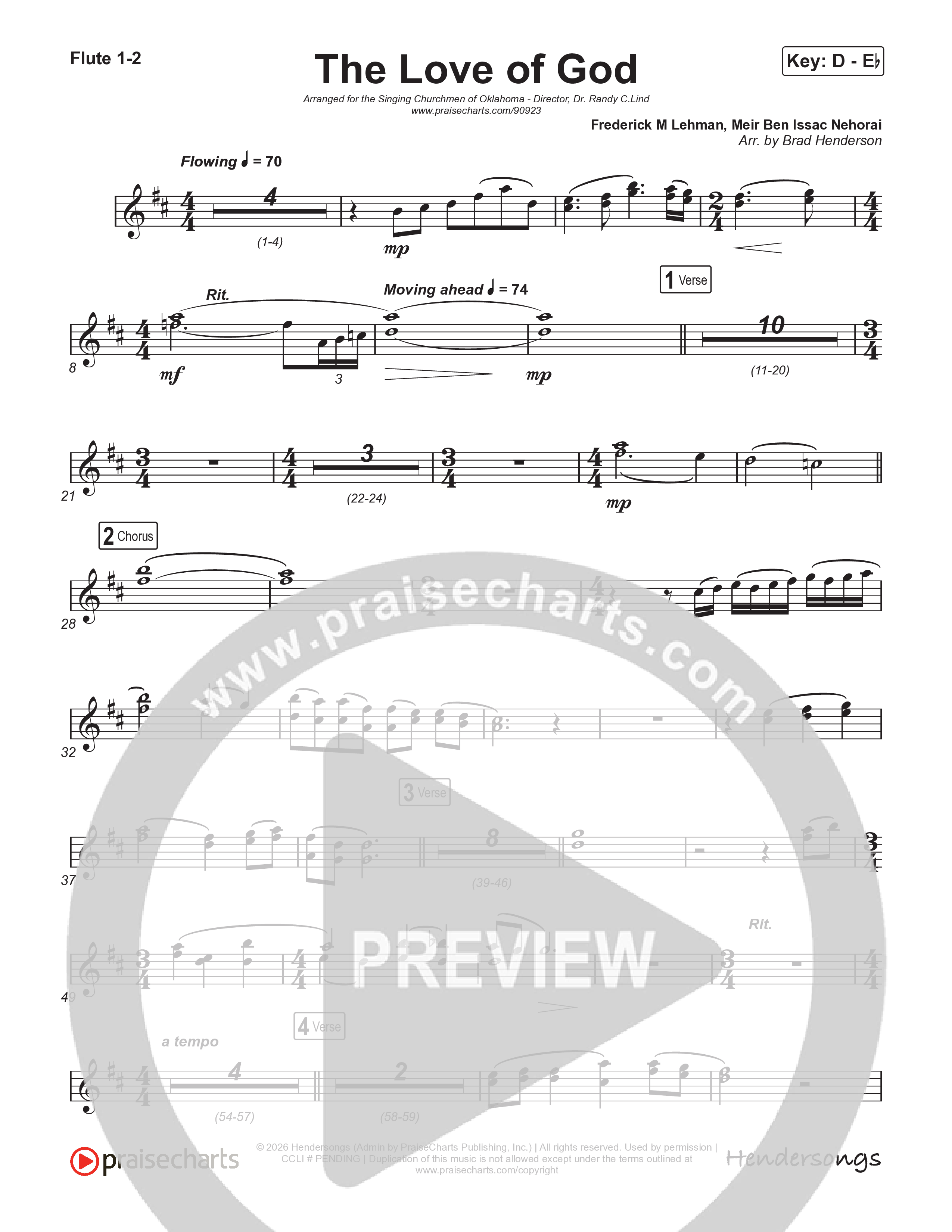 The Love Of God (Choral Anthem) Flute 1/2 (Brad Henderson)