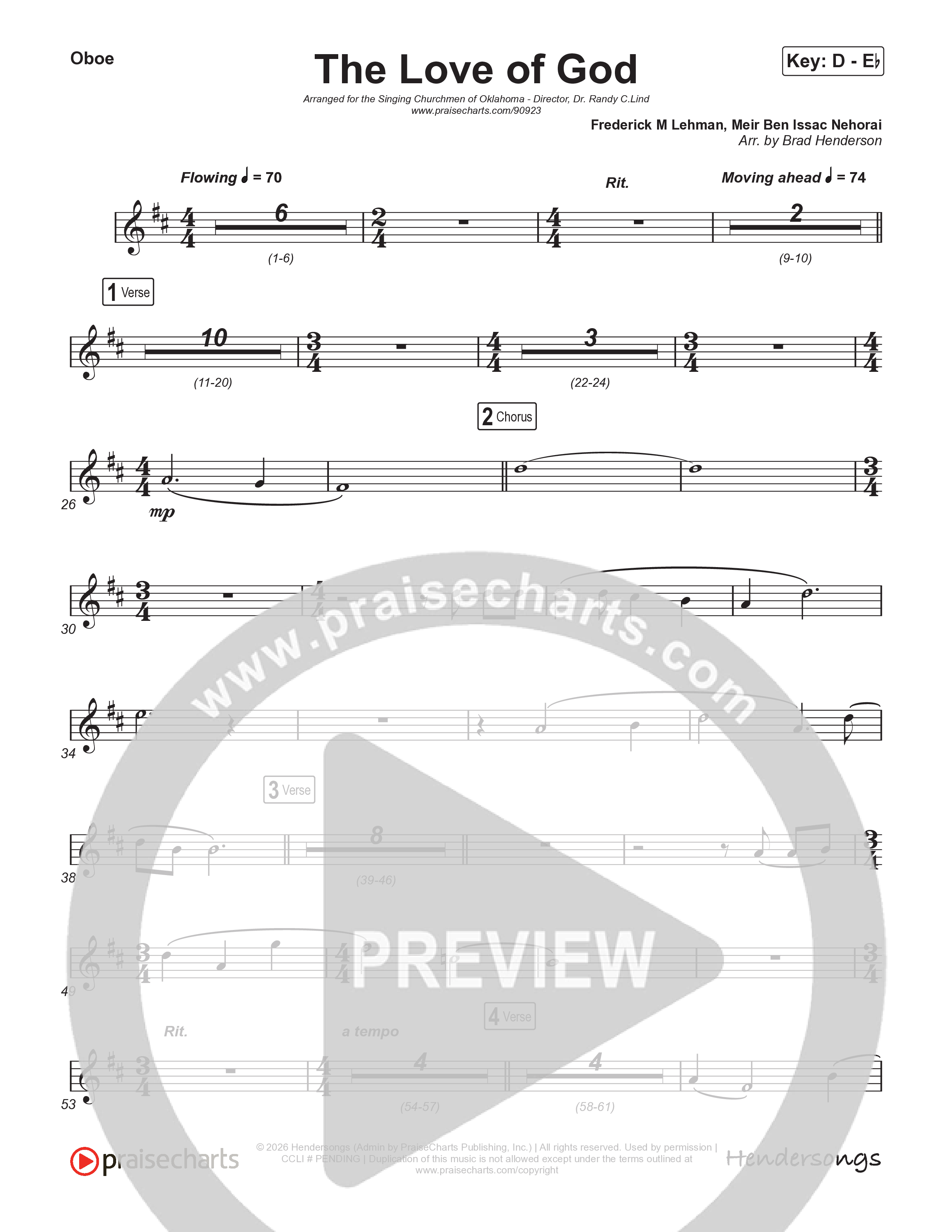The Love Of God (Choral Anthem) Oboe (Brad Henderson)