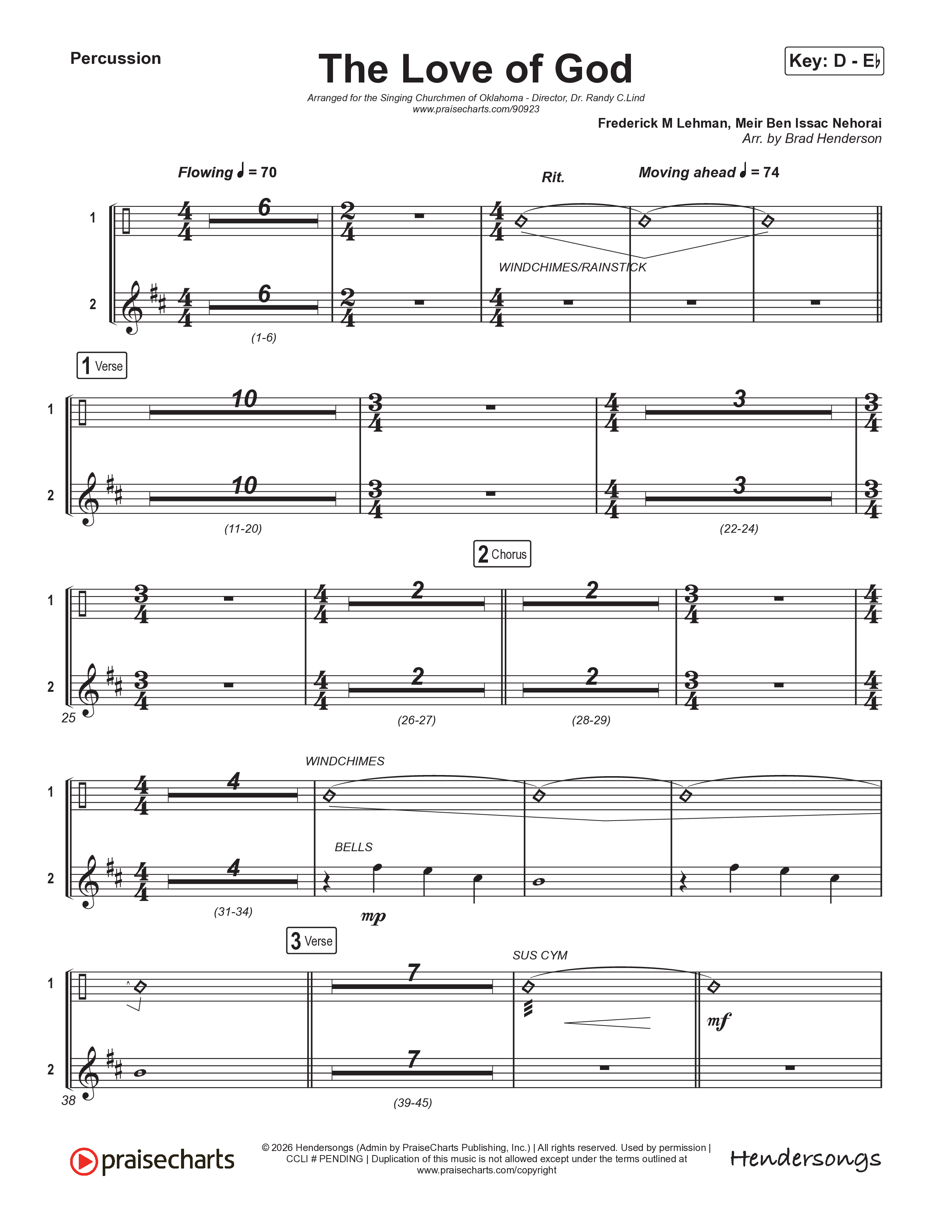 The Love Of God (Choral Anthem) Percussion (Brad Henderson)