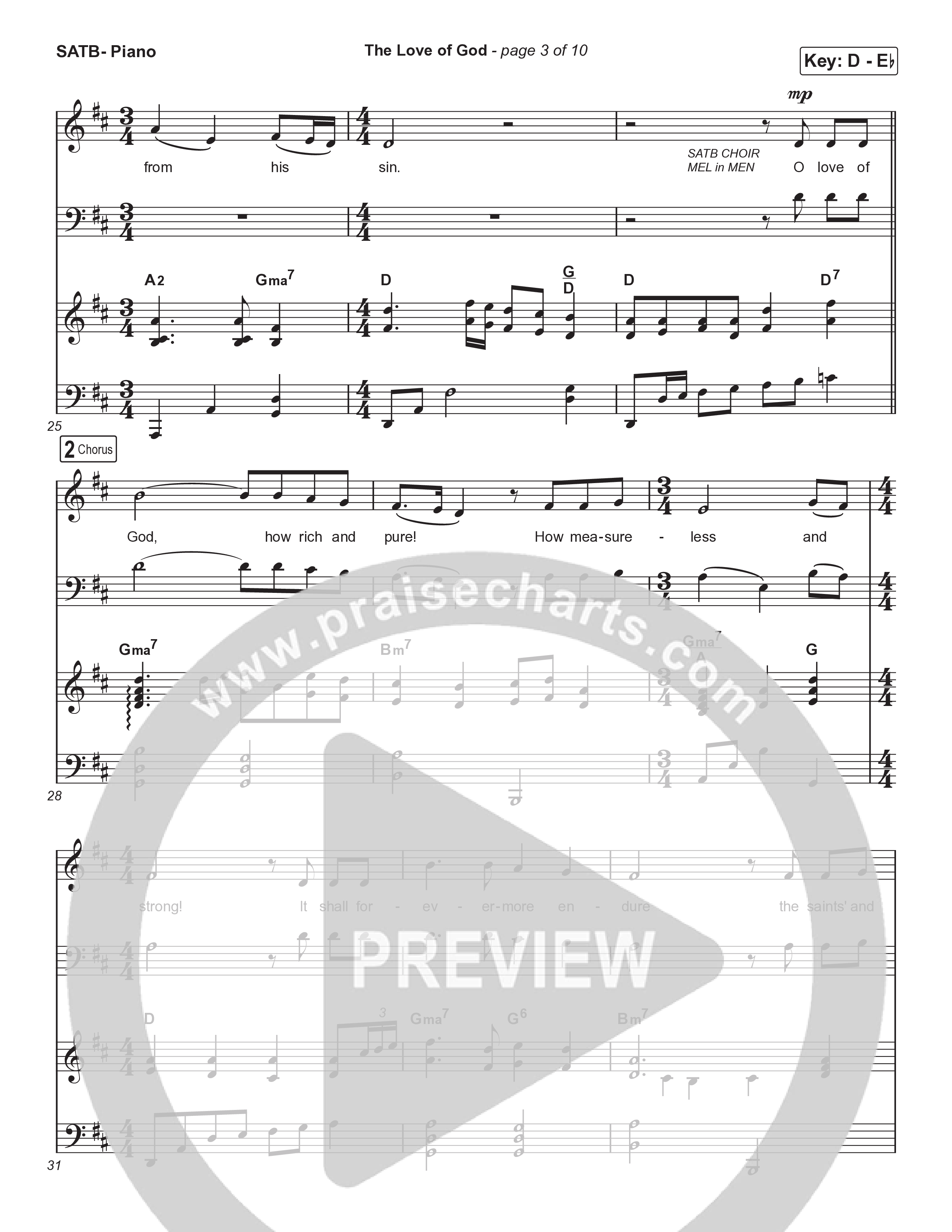 The Love Of God (Choral Anthem) Anthem (SATB/Piano) (Brad Henderson)