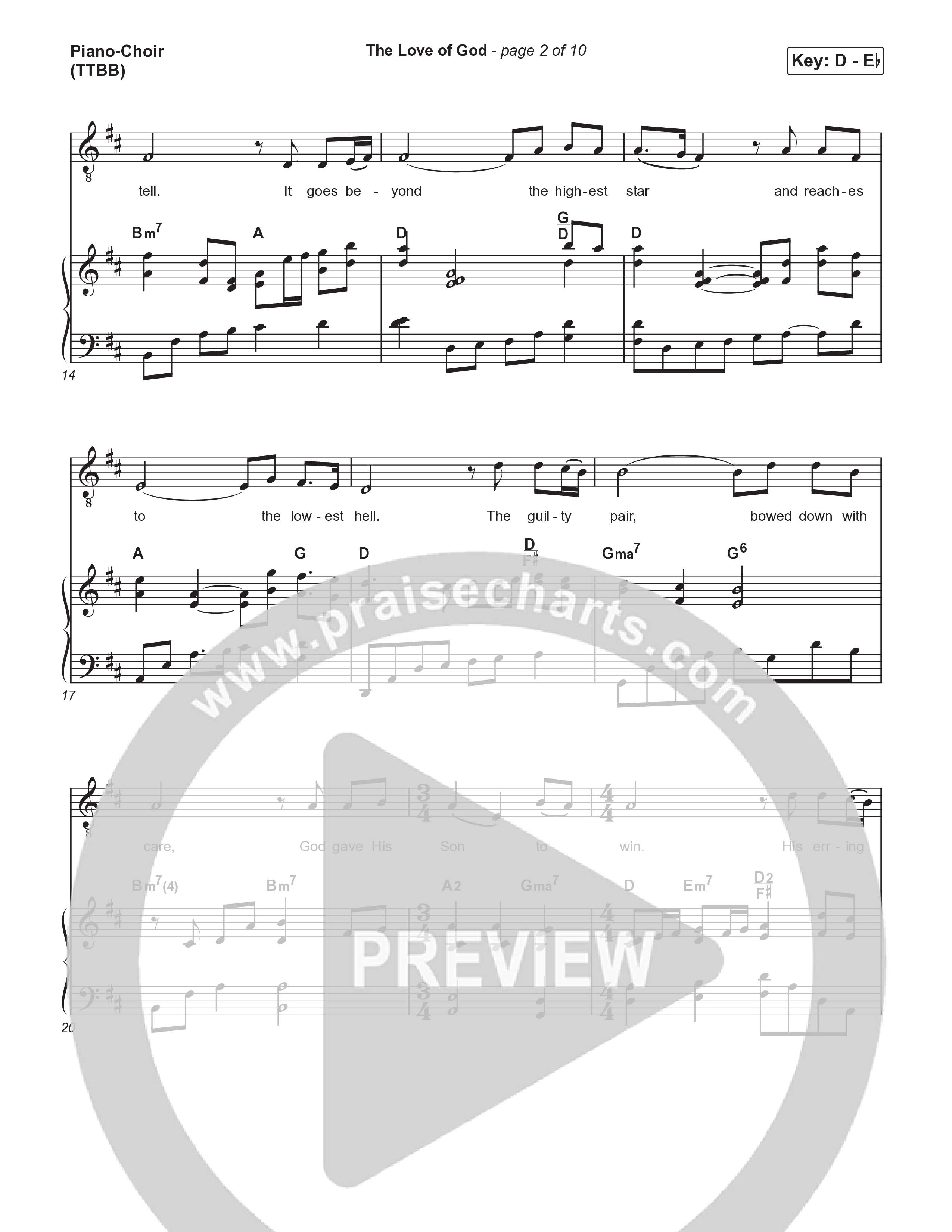 The Love Of God (Choral Anthem) Piano Sheet (Brad Henderson)