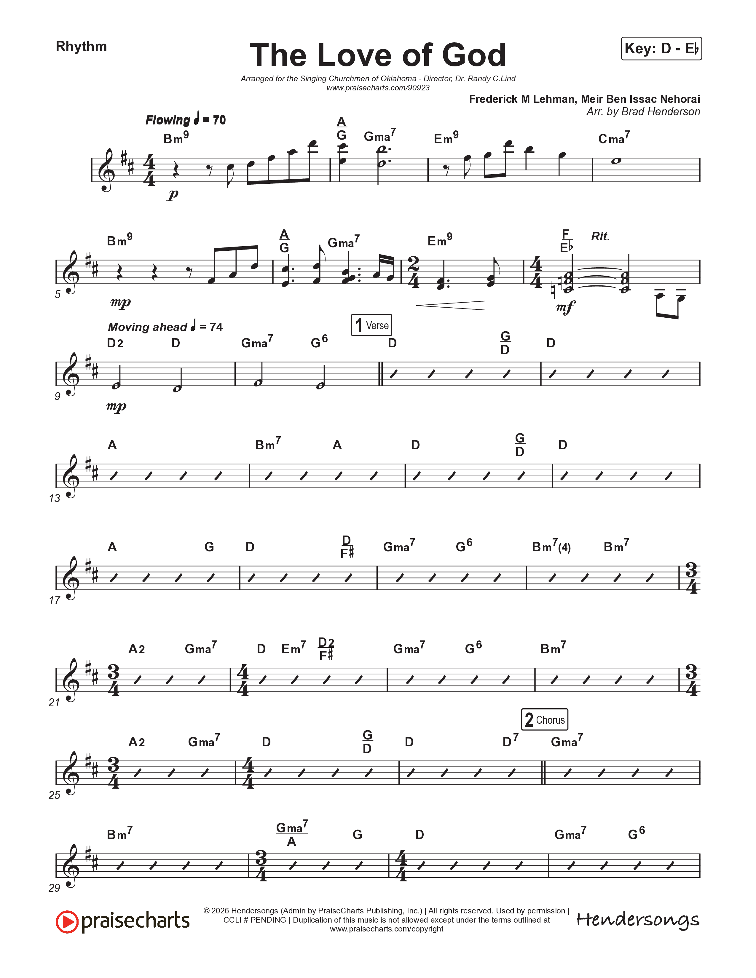The Love Of God (Choral Anthem) Rhythm Chart (Brad Henderson)