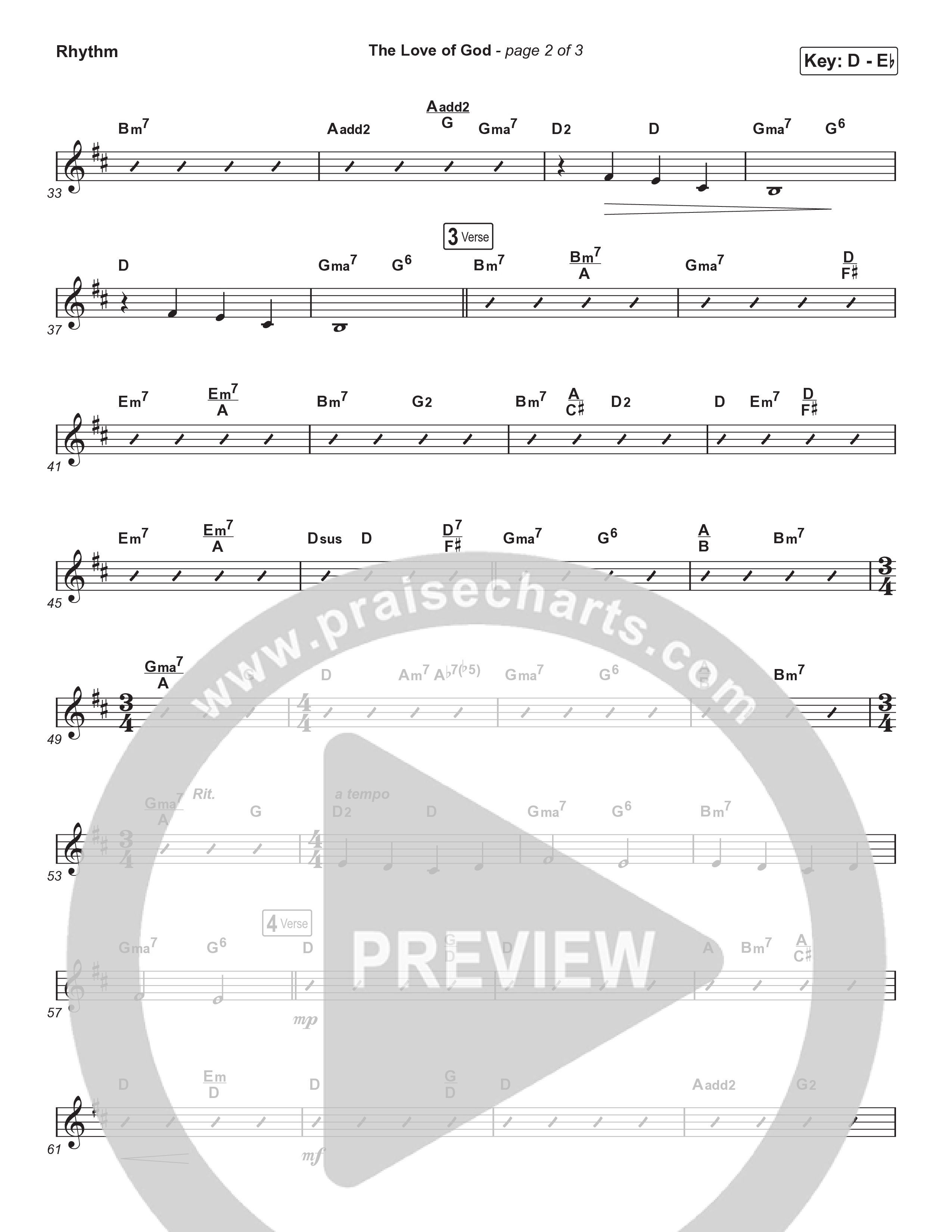 The Love Of God (Choral Anthem) Rhythm Chart (Brad Henderson)