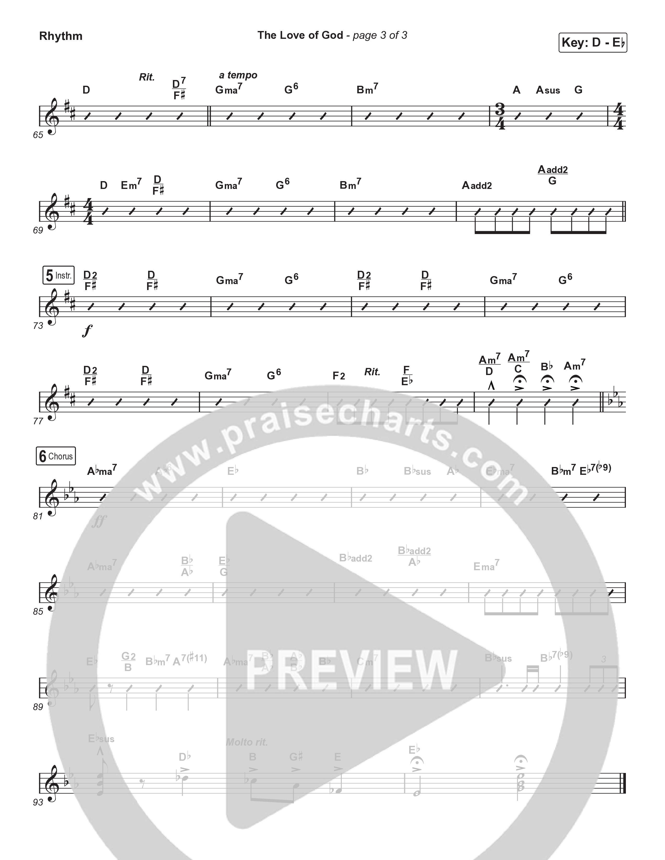 The Love Of God (Choral Anthem) Rhythm Chart (Brad Henderson)