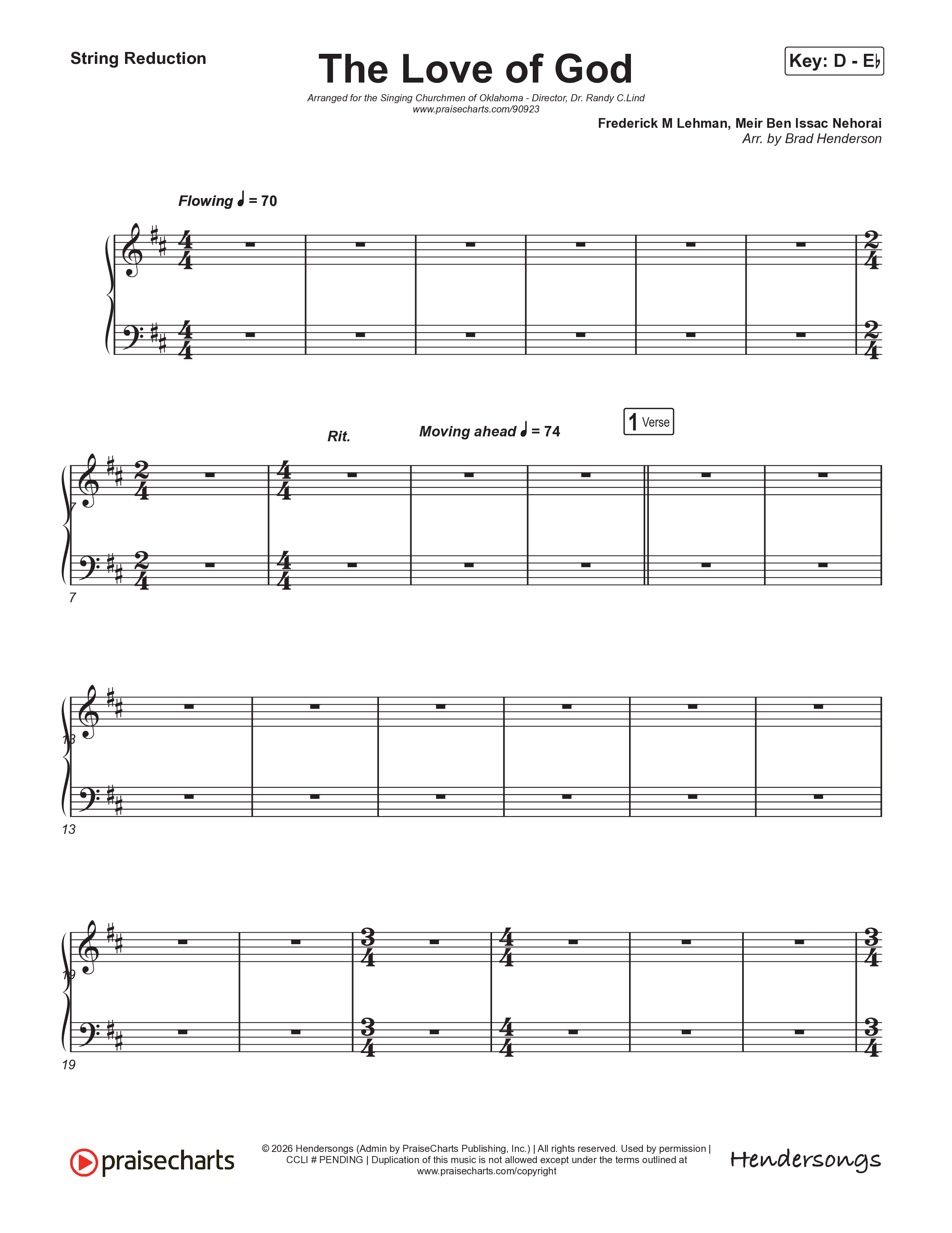 The Love Of God (Choral Anthem) String Reduction (Brad Henderson)