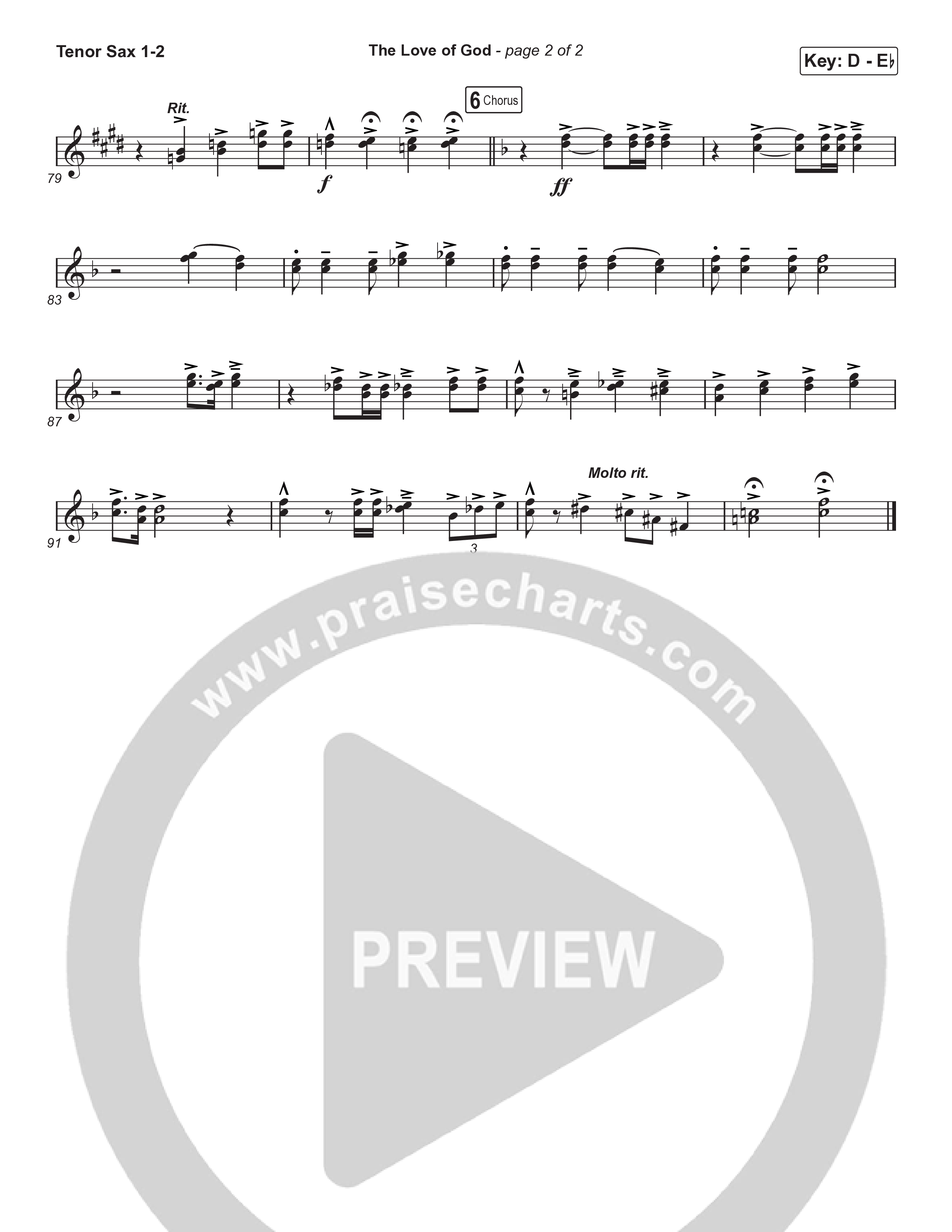 The Love Of God (Choral Anthem) Tenor Sax/Baritone T.C. (Brad Henderson)