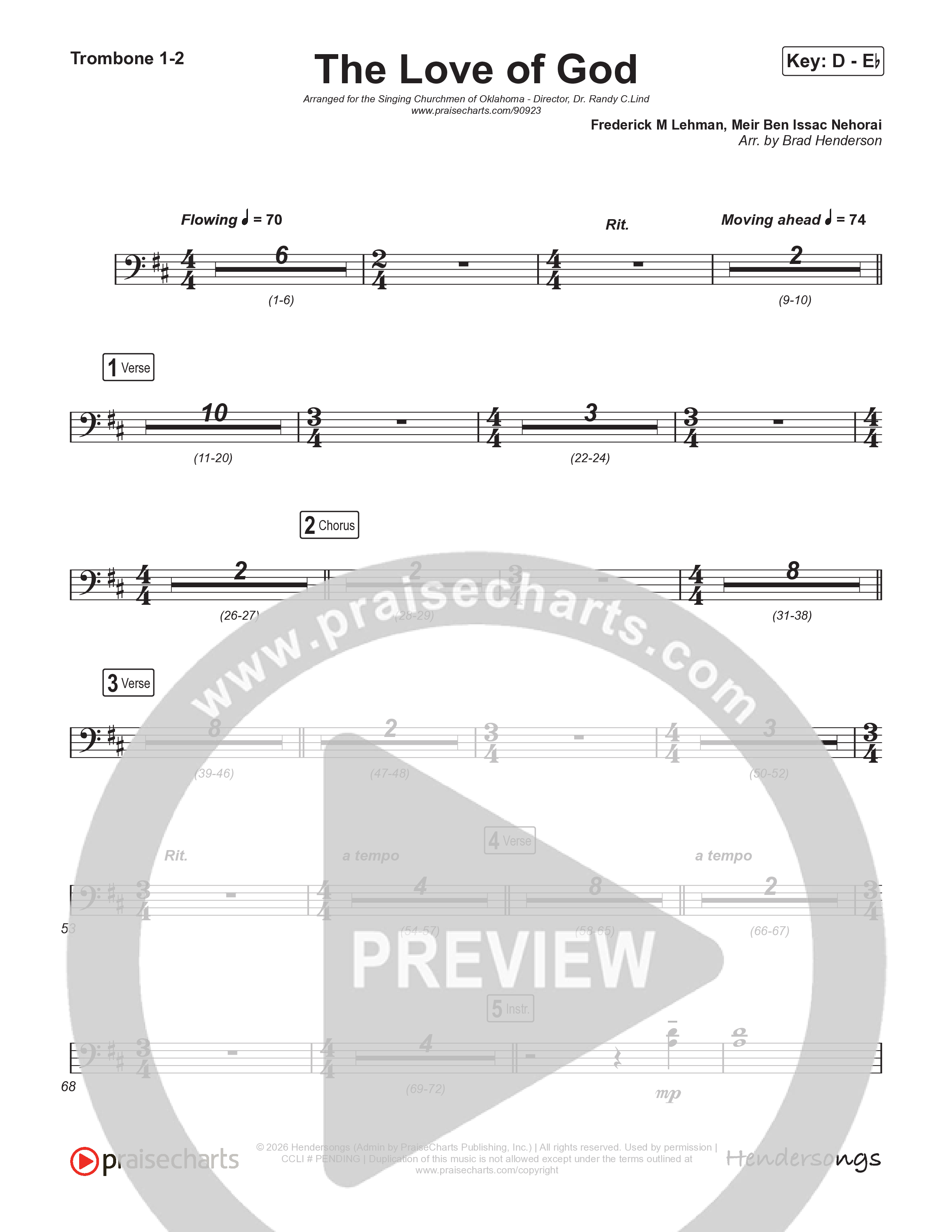 The Love Of God (Choral Anthem) Trombone 1/2 (Brad Henderson)