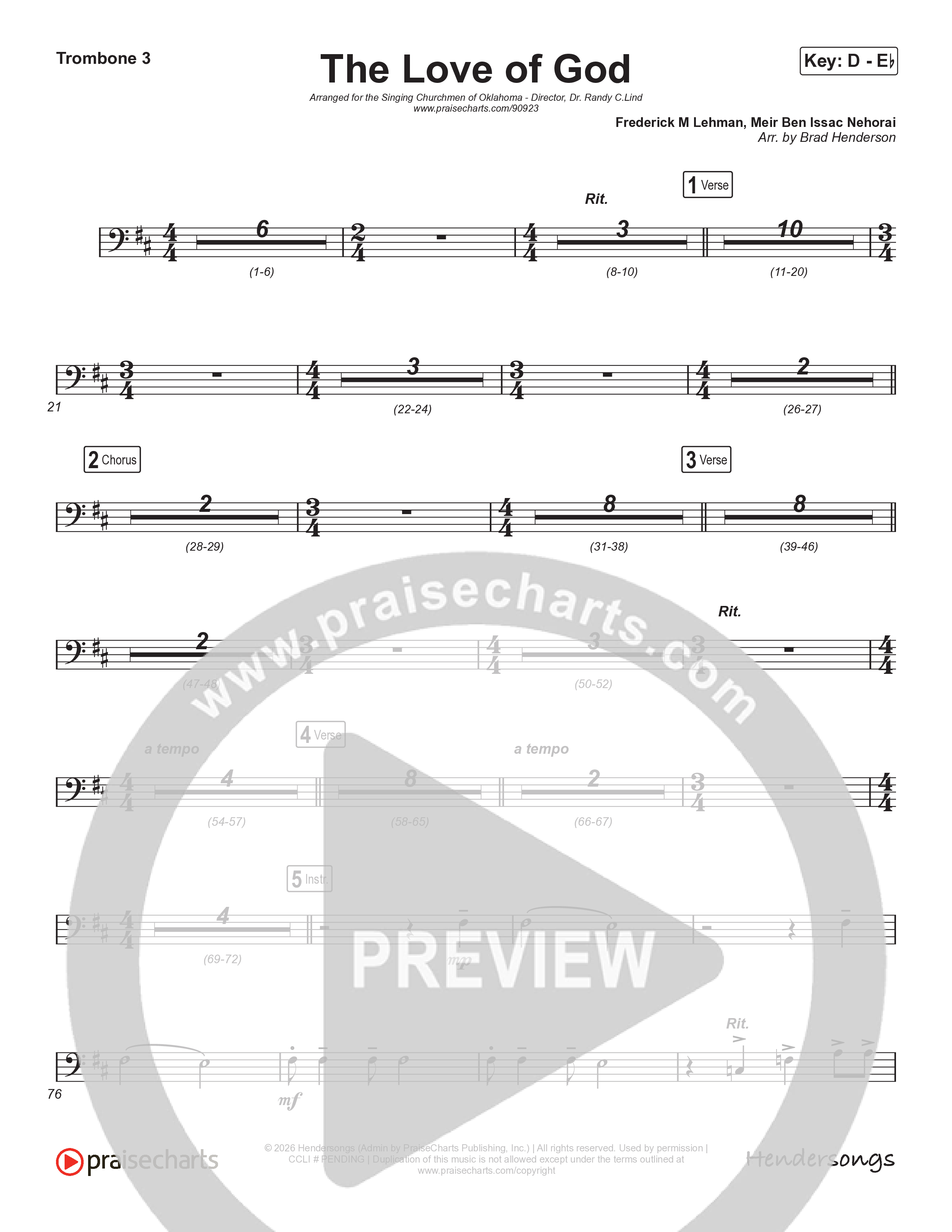 The Love Of God (Choral Anthem) Trombone 3 (Brad Henderson)