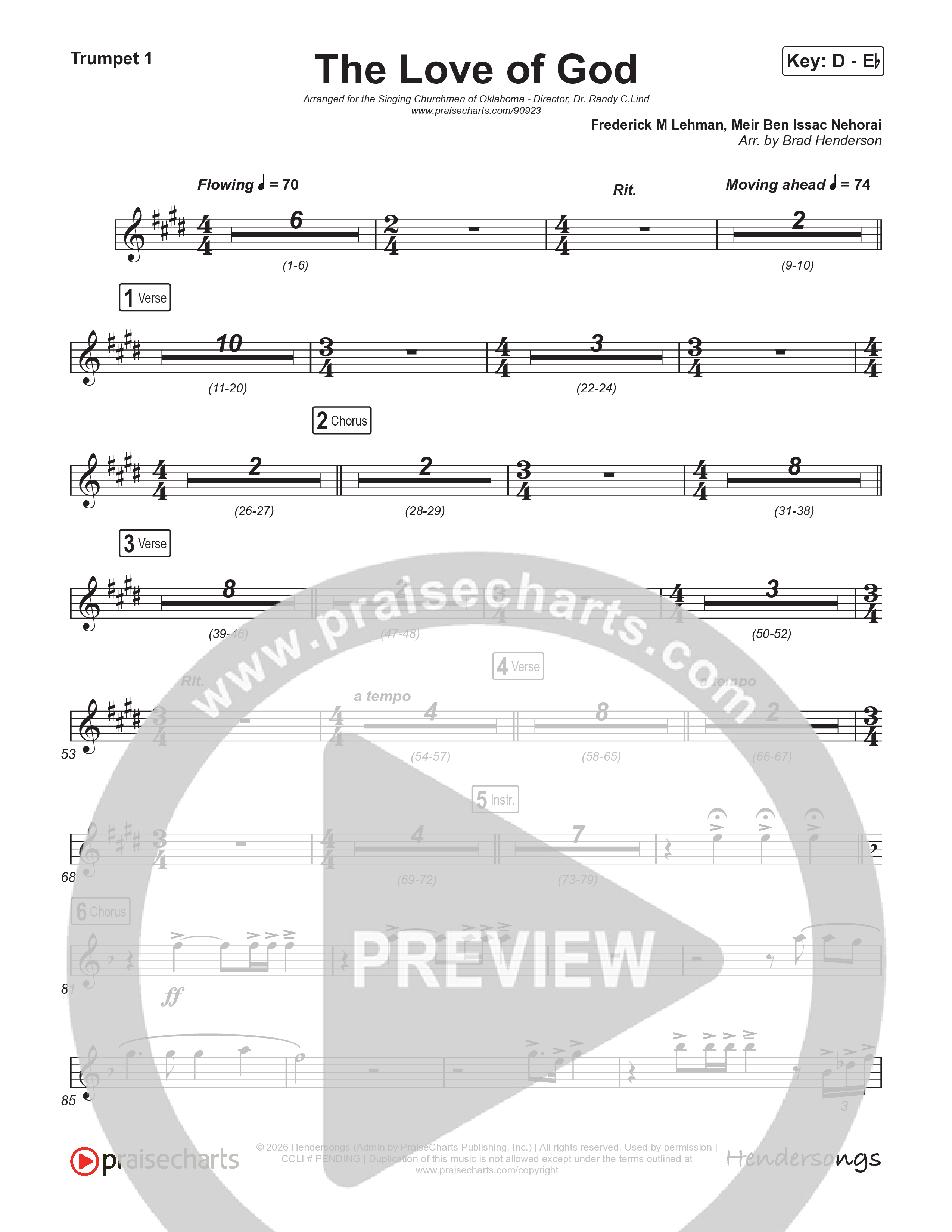 The Love Of God (Choral Anthem) Trumpet 1 (Brad Henderson)