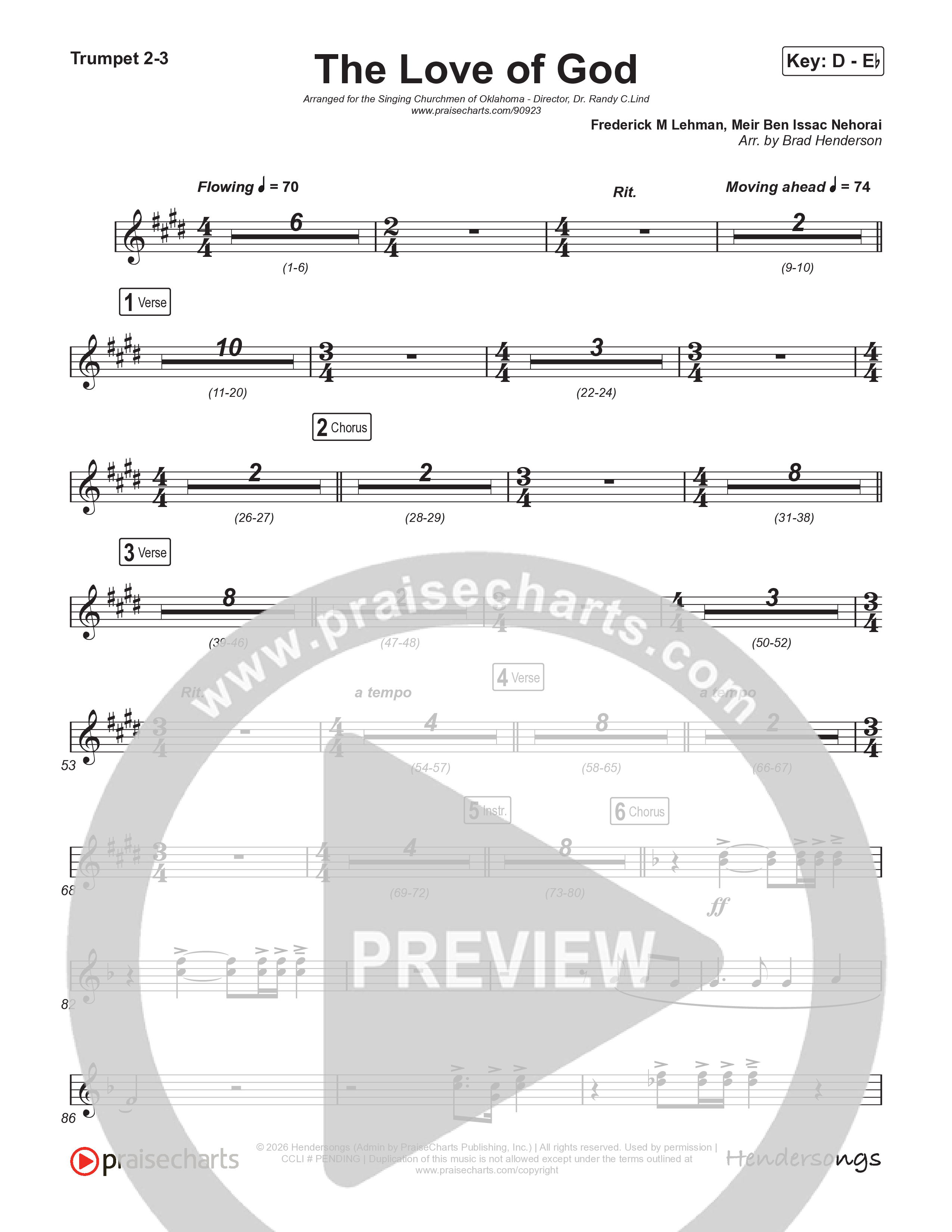 The Love Of God (Choral Anthem) Trumpet 2/3 (Brad Henderson)