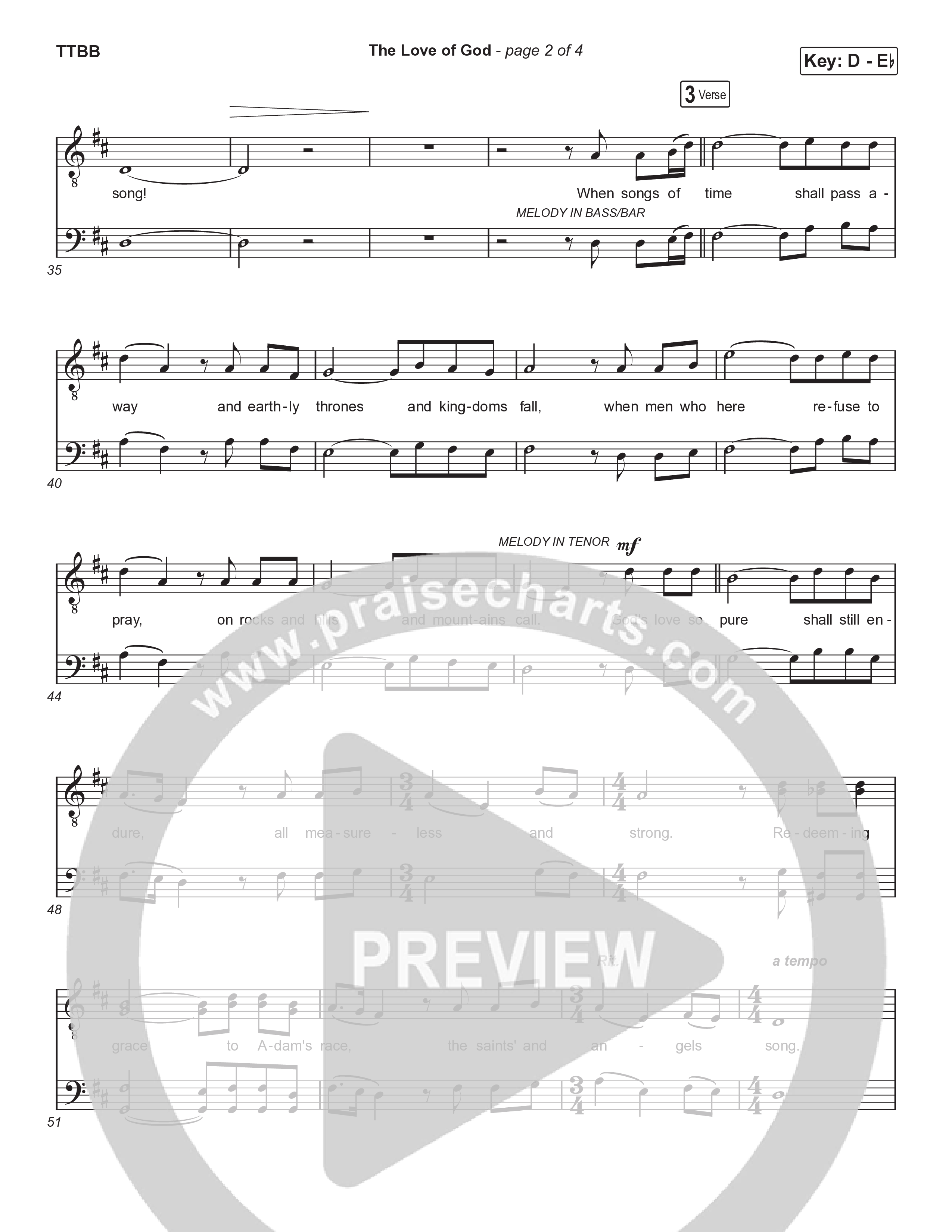 The Love Of God (Choral Anthem) Choir Sheet (TTBB) (Brad Henderson)