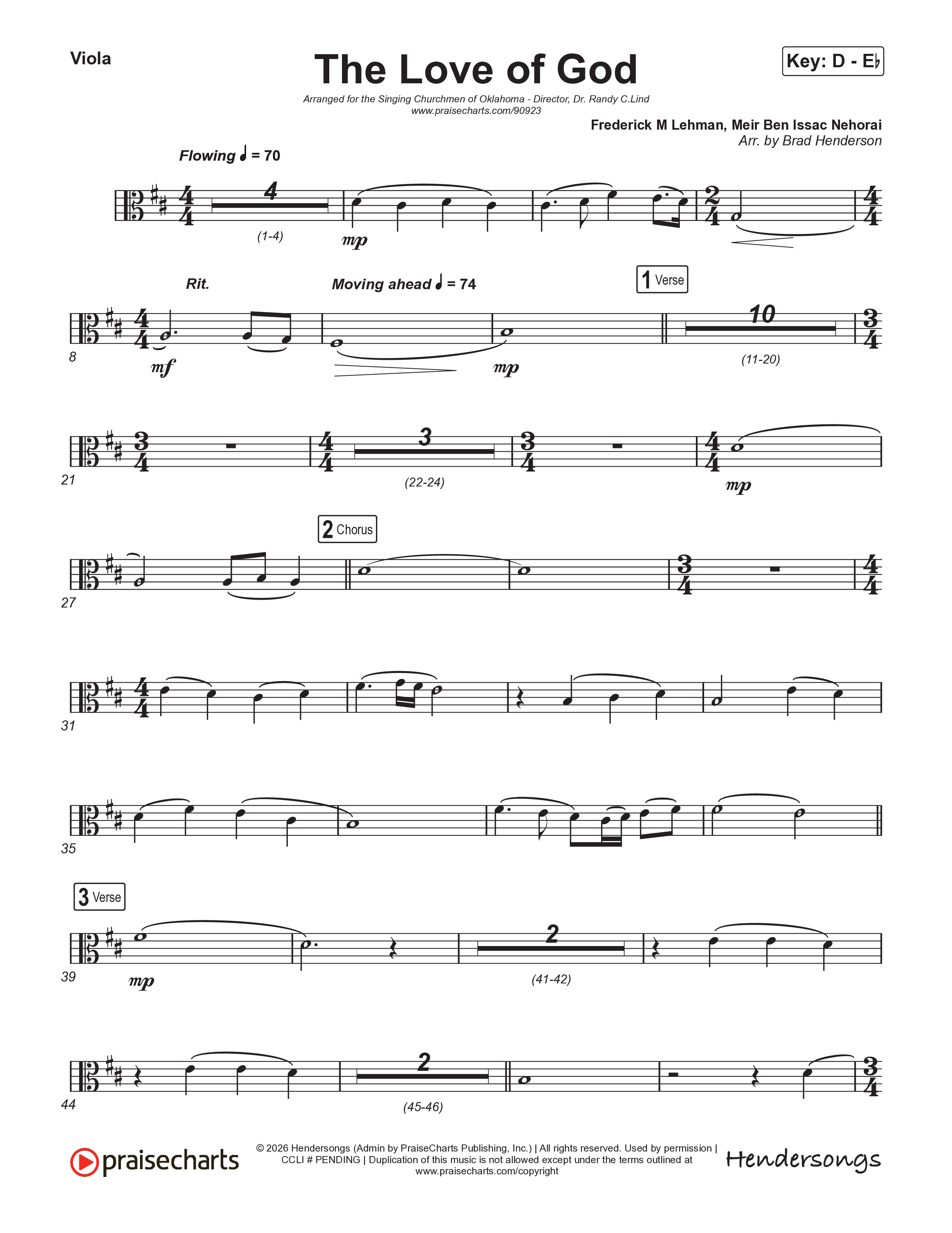 The Love Of God (Choral Anthem) Viola (Brad Henderson)
