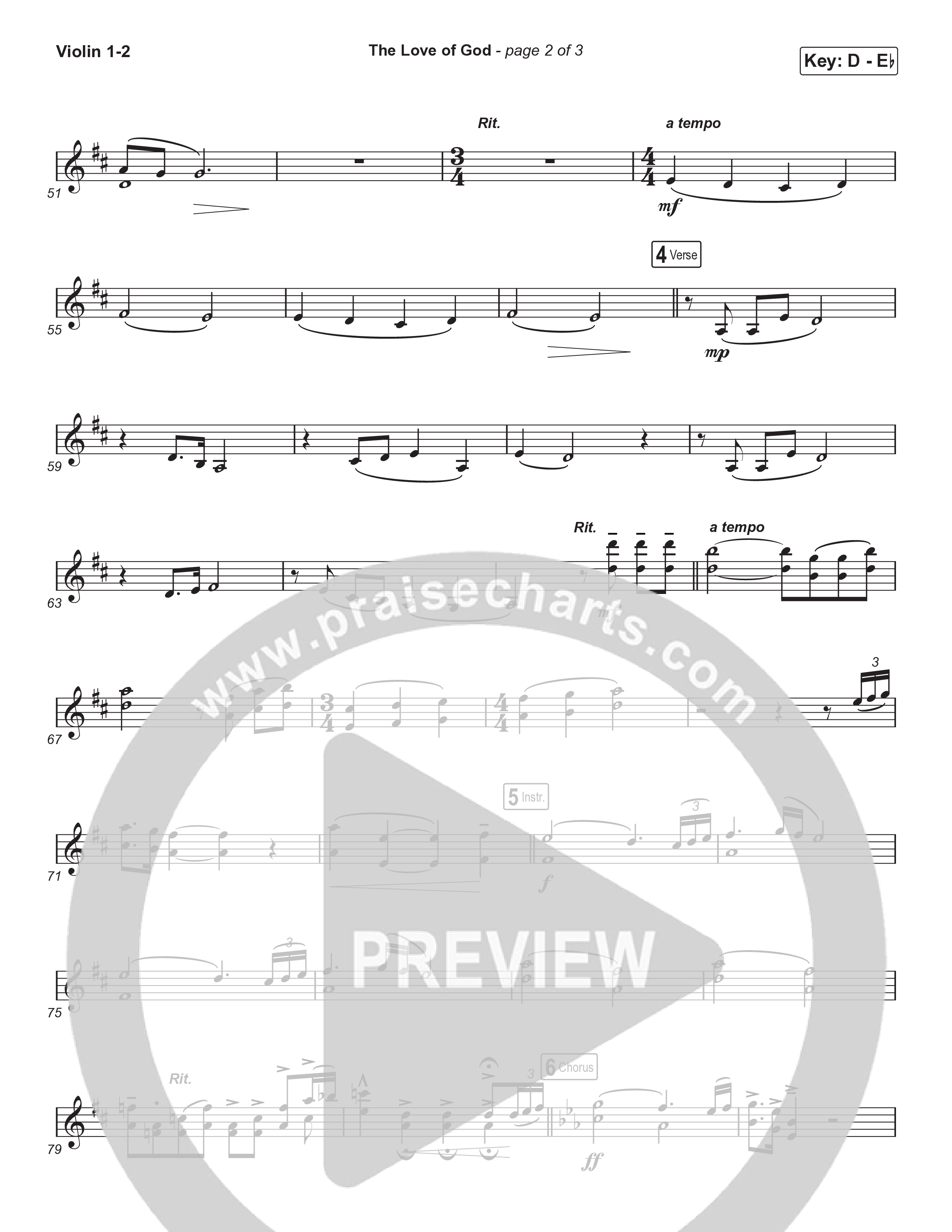 The Love Of God (Choral Anthem) Violin 1/2 (Brad Henderson)