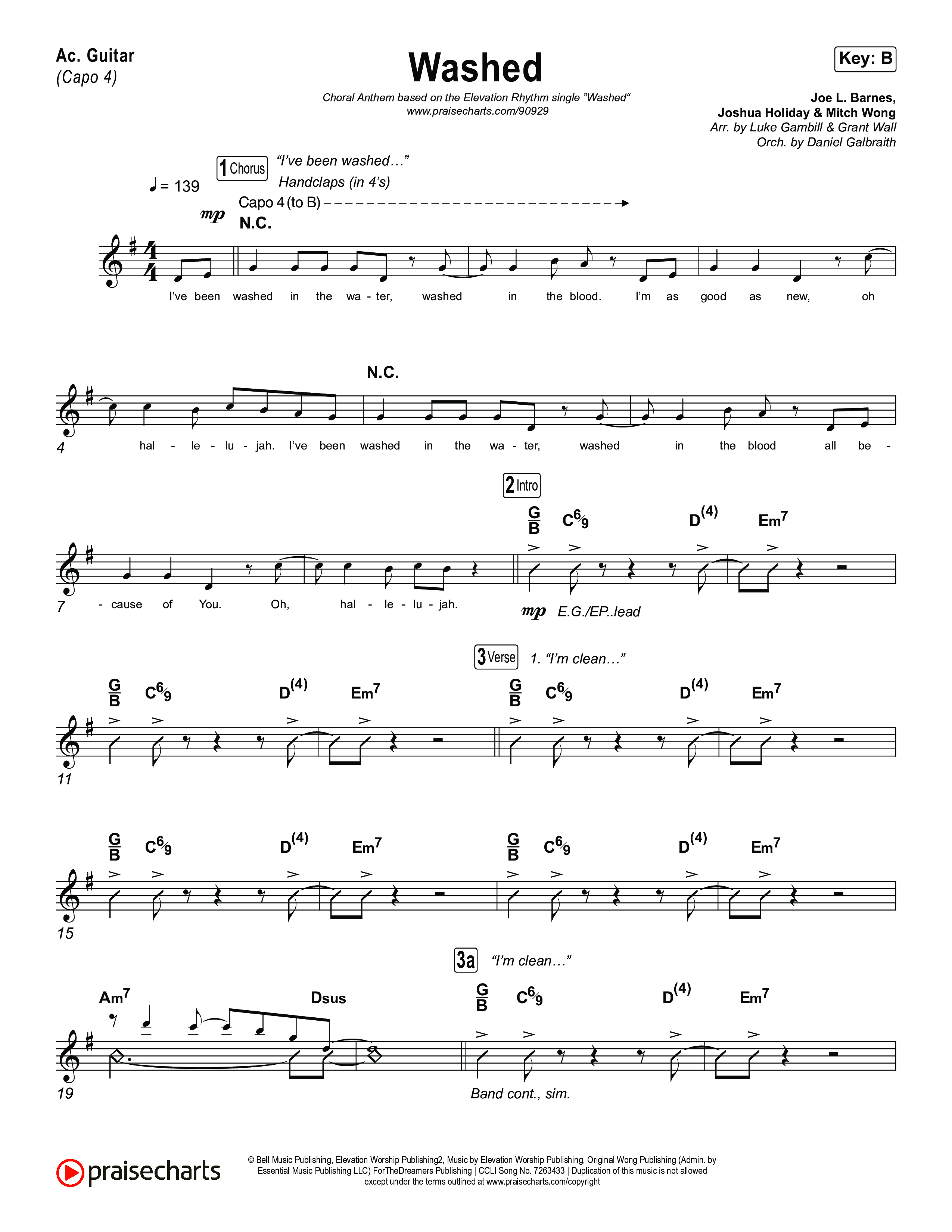 Washed (Choral Anthem SATB) Acoustic Guitar (ELEVATION RHYTHM / Arr. Luke Gambill)
