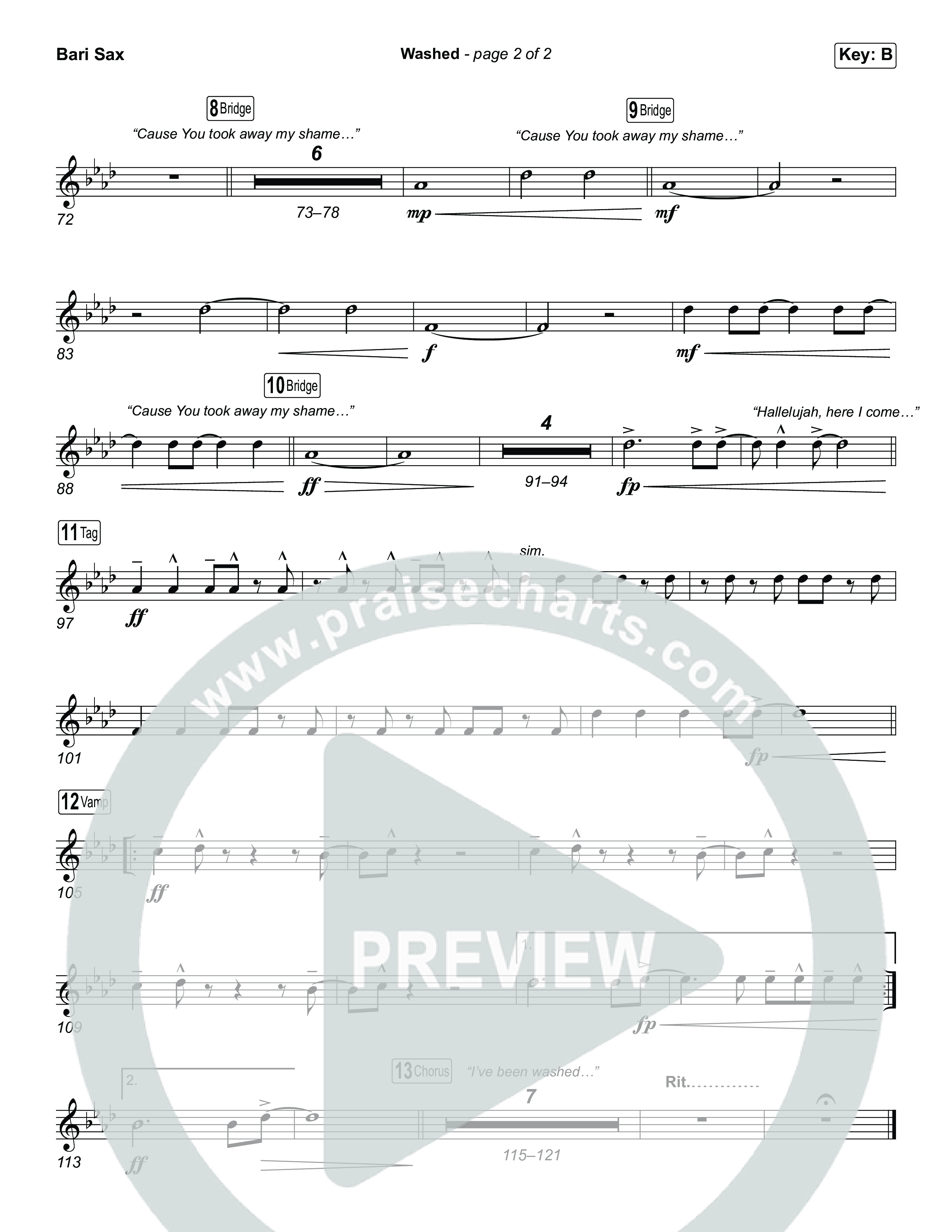 Washed (Choral Anthem SATB) Bari Sax (ELEVATION RHYTHM / Arr. Luke Gambill)