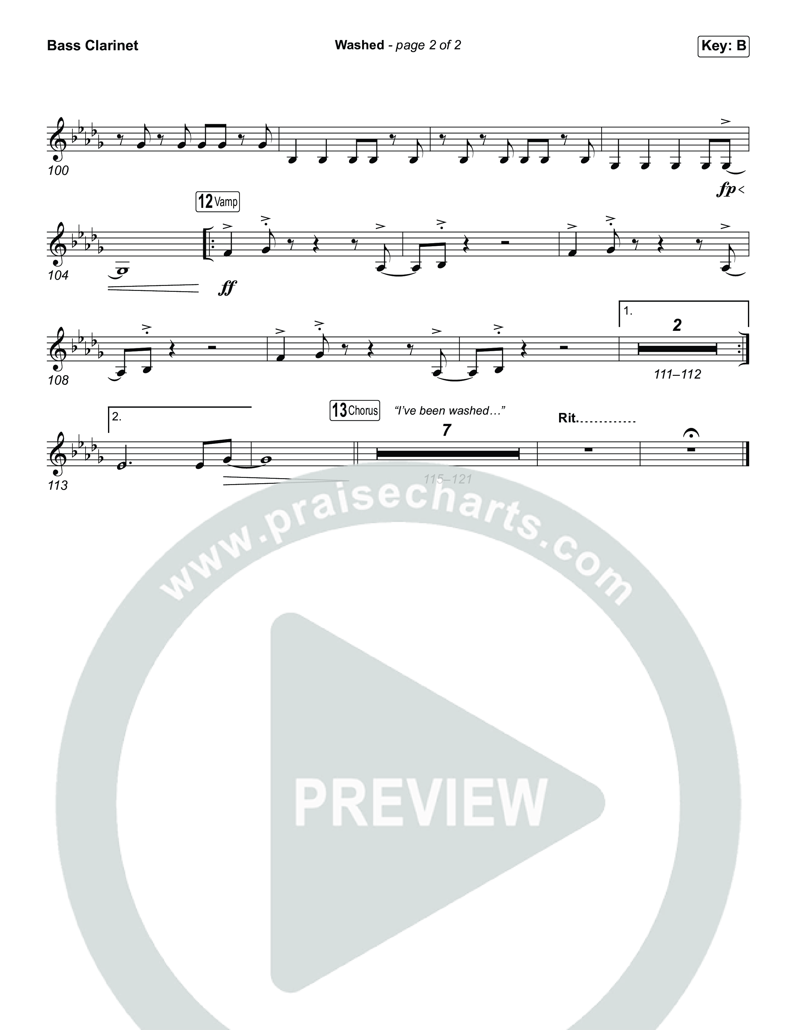 Washed (Choral Anthem SATB) Bass Clarinet (ELEVATION RHYTHM / Arr. Luke Gambill)