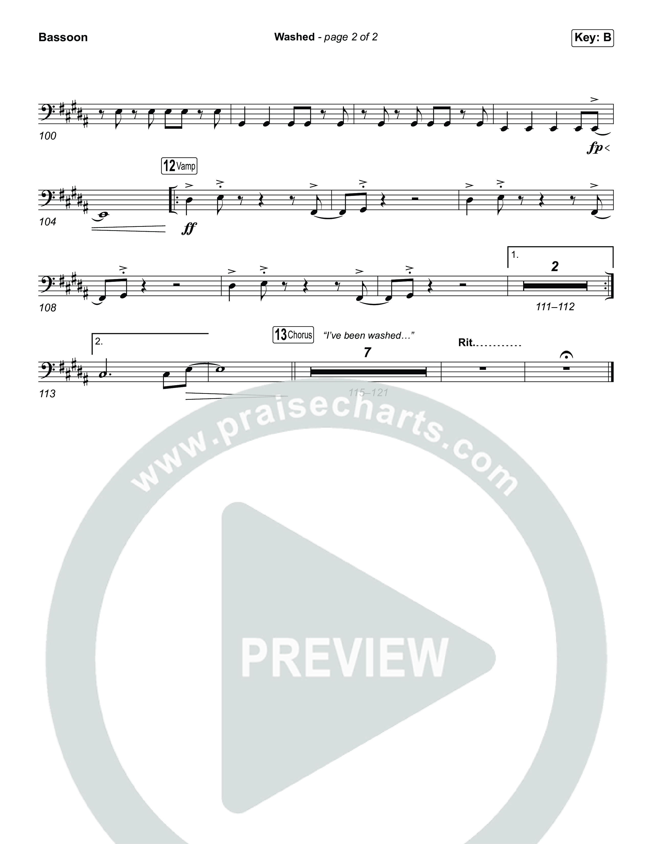 Washed (Choral Anthem SATB) Bassoon (ELEVATION RHYTHM / Arr. Luke Gambill)
