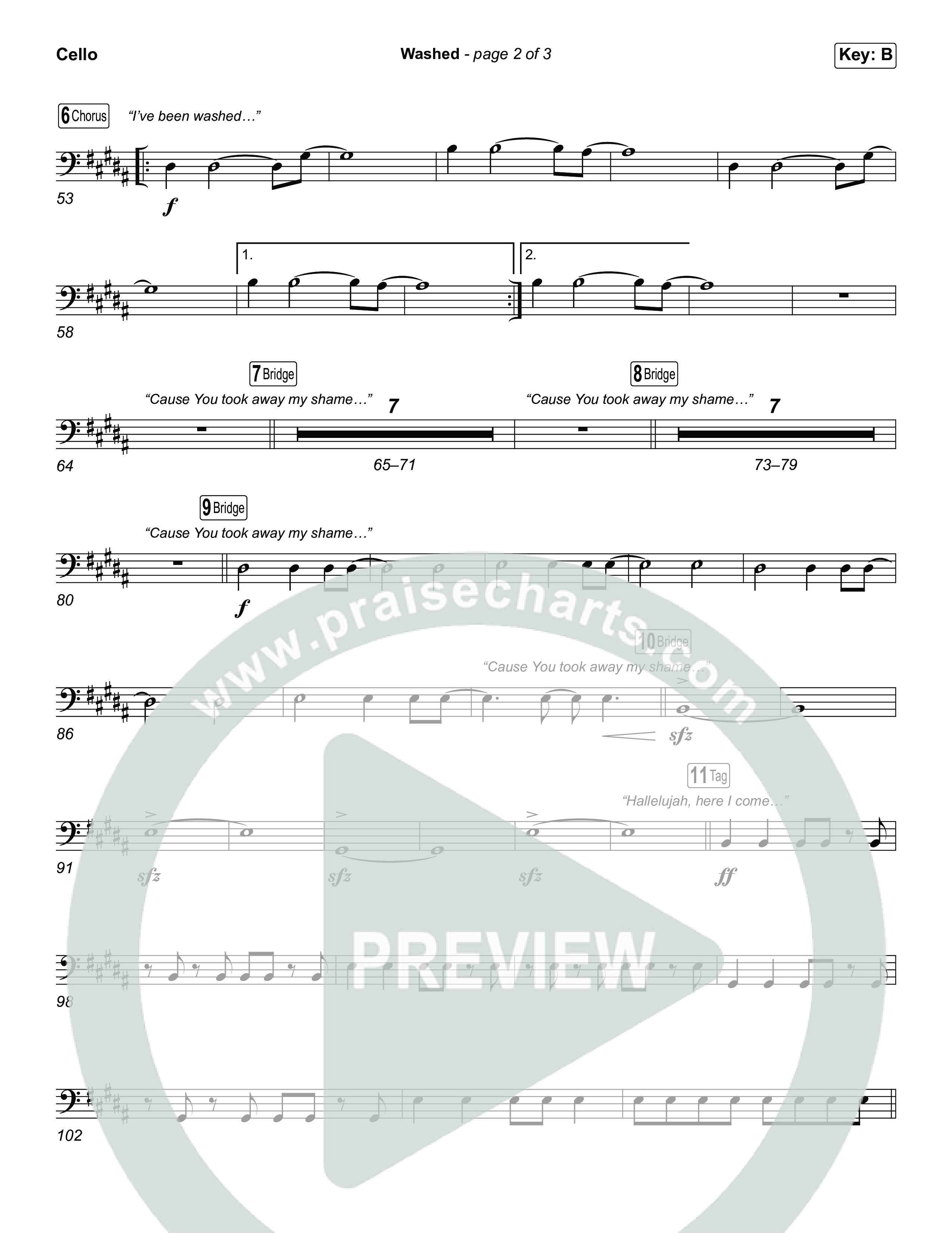Washed (Choral Anthem SATB) Cello (ELEVATION RHYTHM / Arr. Luke Gambill)