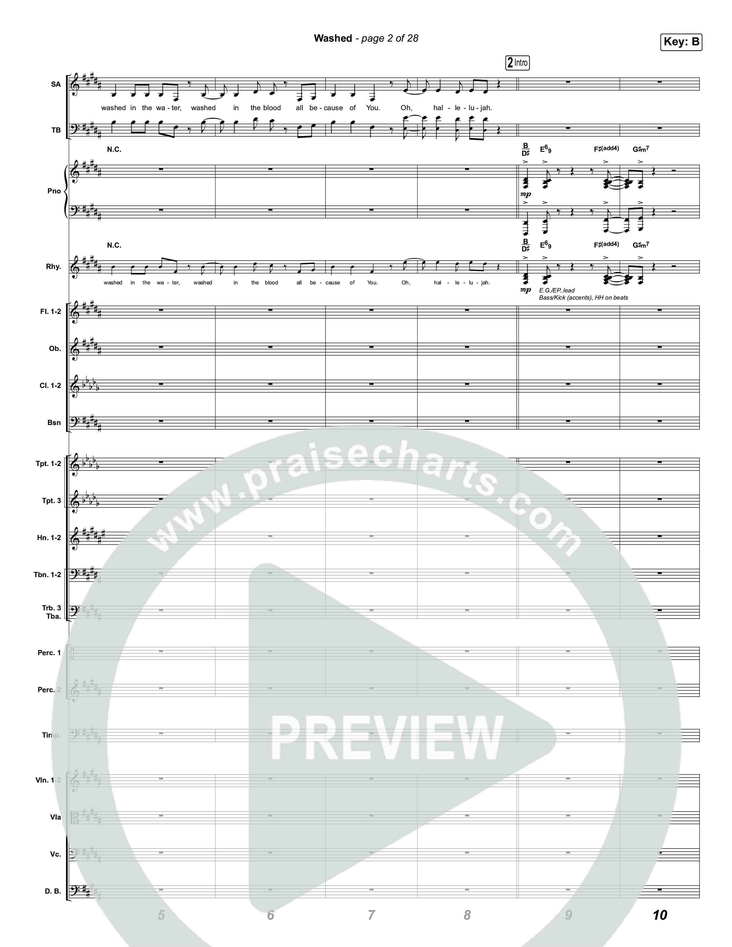 Washed (Choral Anthem SATB) Conductor's Score (ELEVATION RHYTHM / Arr. Luke Gambill)