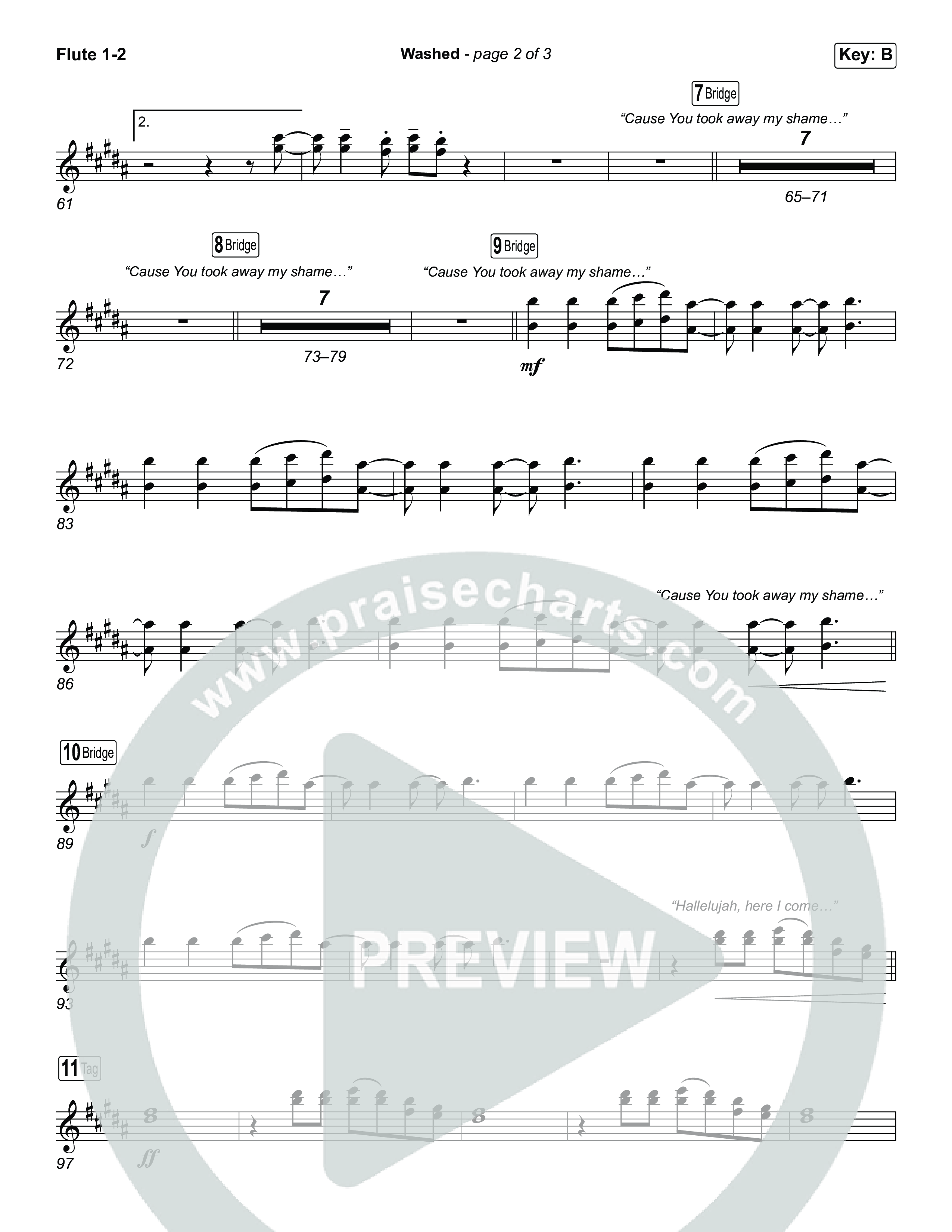 Washed (Choral Anthem SATB) Flute 1,2 (ELEVATION RHYTHM / Arr. Luke Gambill)