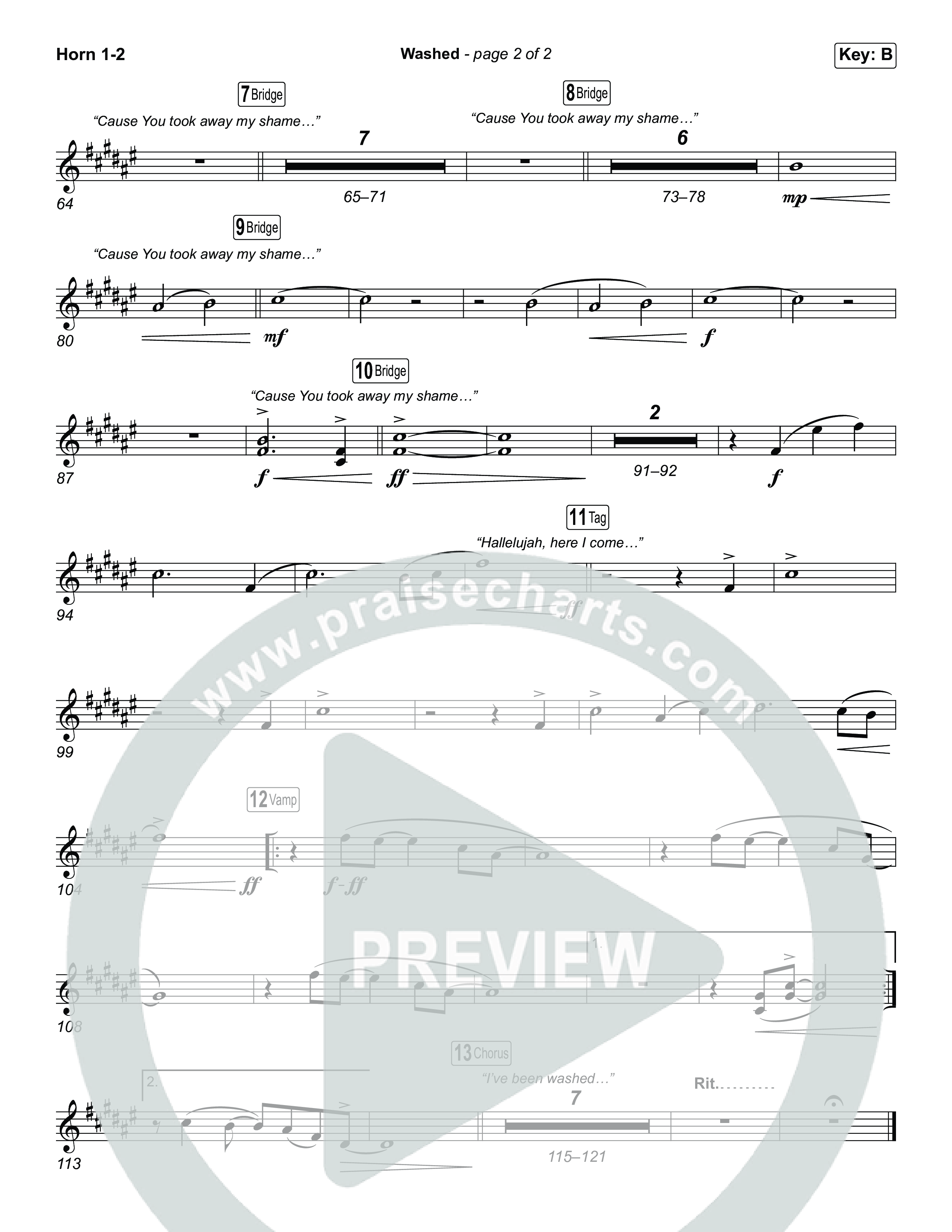 Washed (Choral Anthem SATB) French Horn 1,2 (ELEVATION RHYTHM / Arr. Luke Gambill)