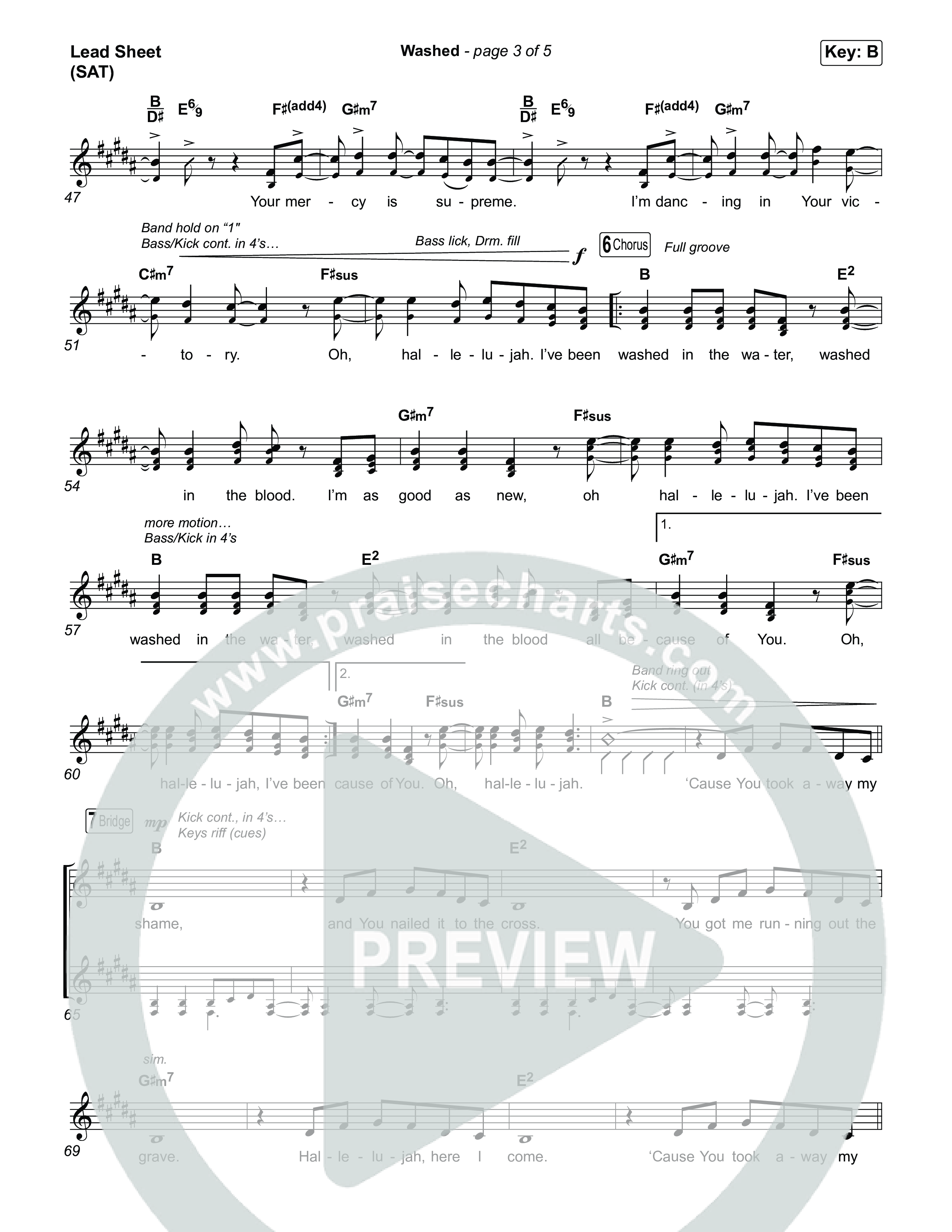 Washed (Choral Anthem SATB) Lead Sheet (SAT) (ELEVATION RHYTHM / Arr. Luke Gambill)