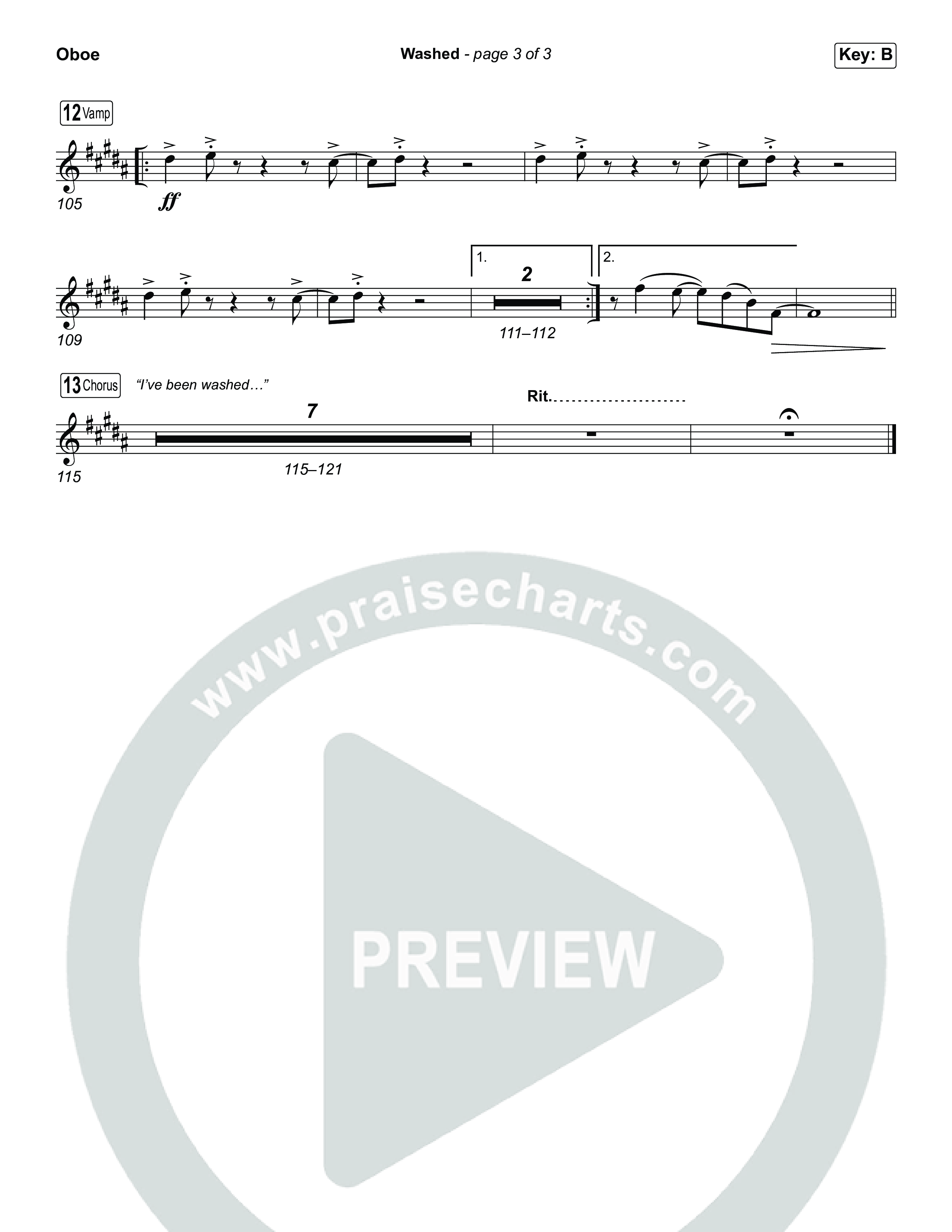 Washed (Choral Anthem SATB) Oboe (ELEVATION RHYTHM / Arr. Luke Gambill)