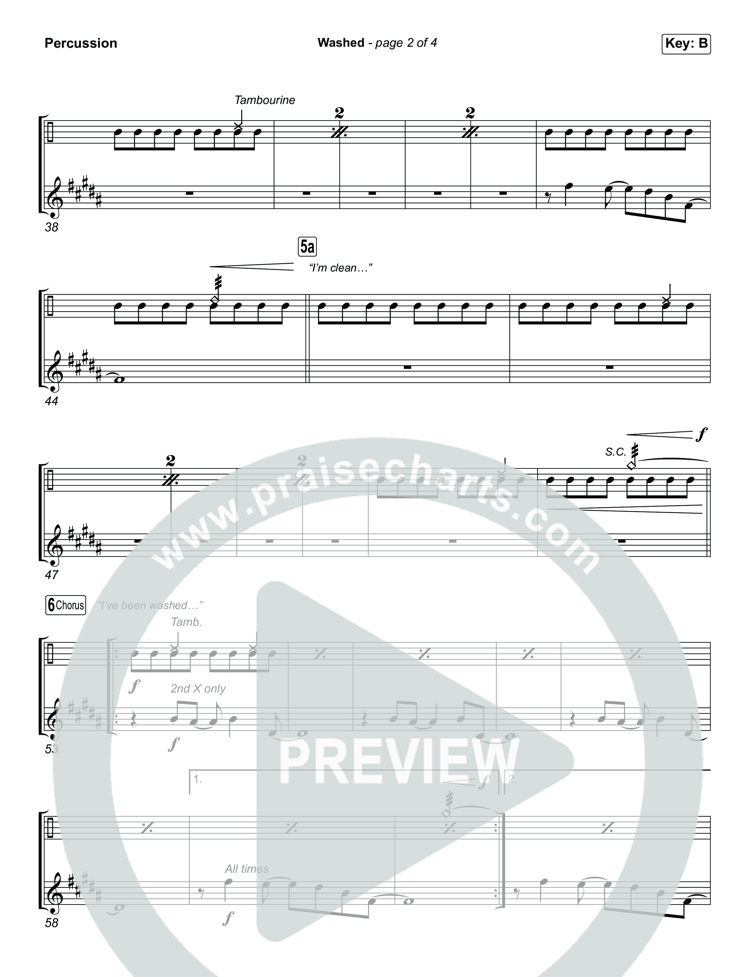 Washed (Choral Anthem SATB) Percussion (ELEVATION RHYTHM / Arr. Luke Gambill)