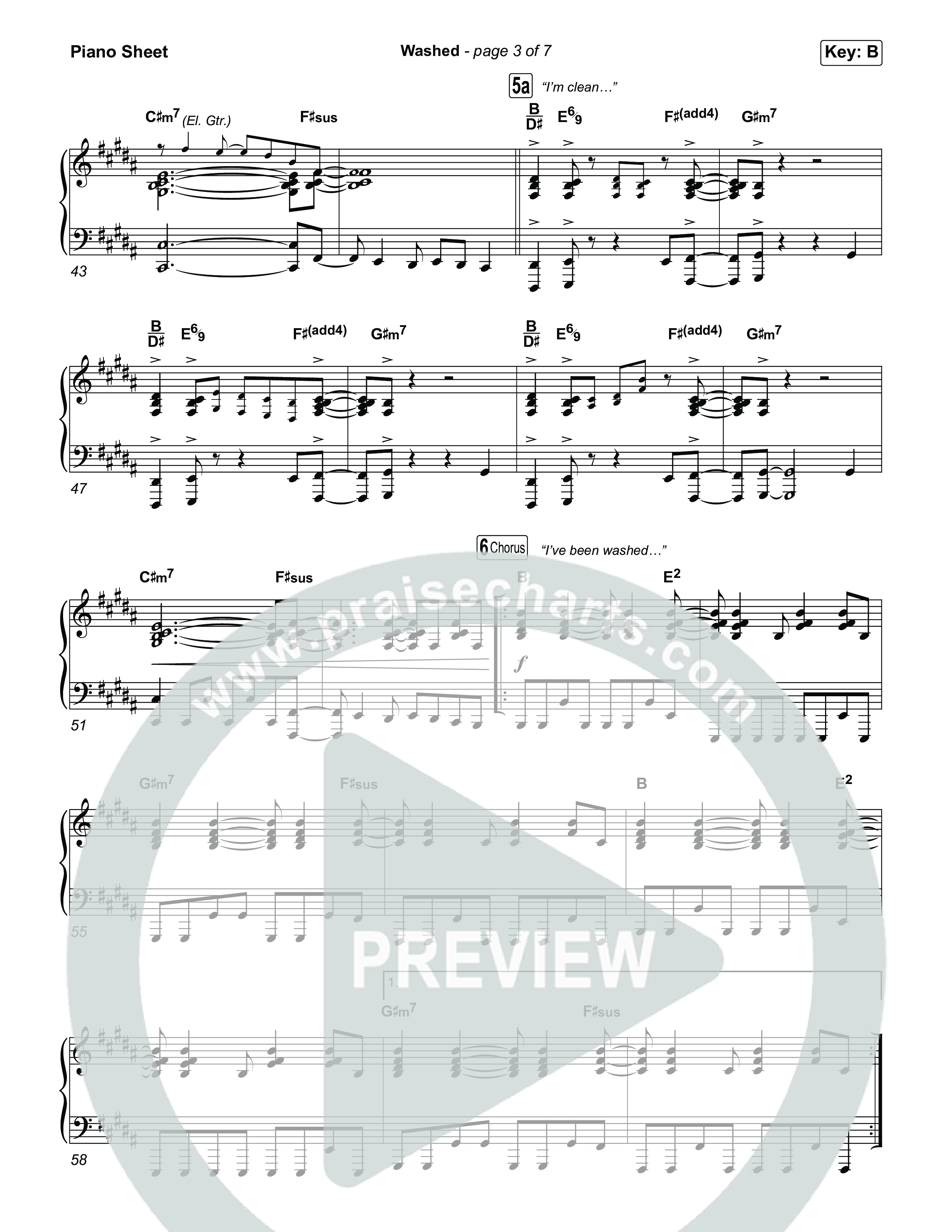 Washed (Choral Anthem SATB) Piano Sheet (ELEVATION RHYTHM / Arr. Luke Gambill)