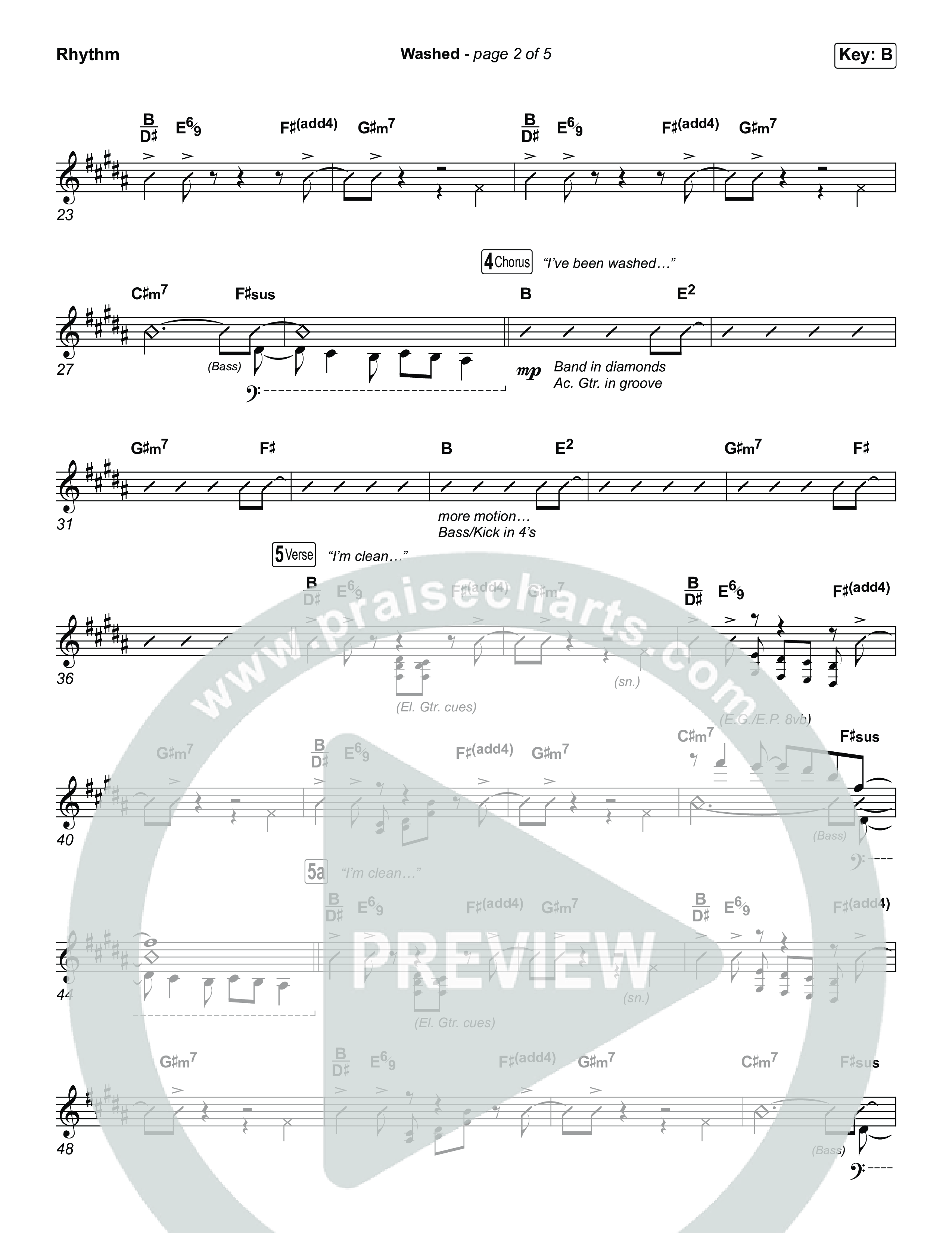 Washed (Choral Anthem SATB) Rhythm Chart (ELEVATION RHYTHM / Arr. Luke Gambill)