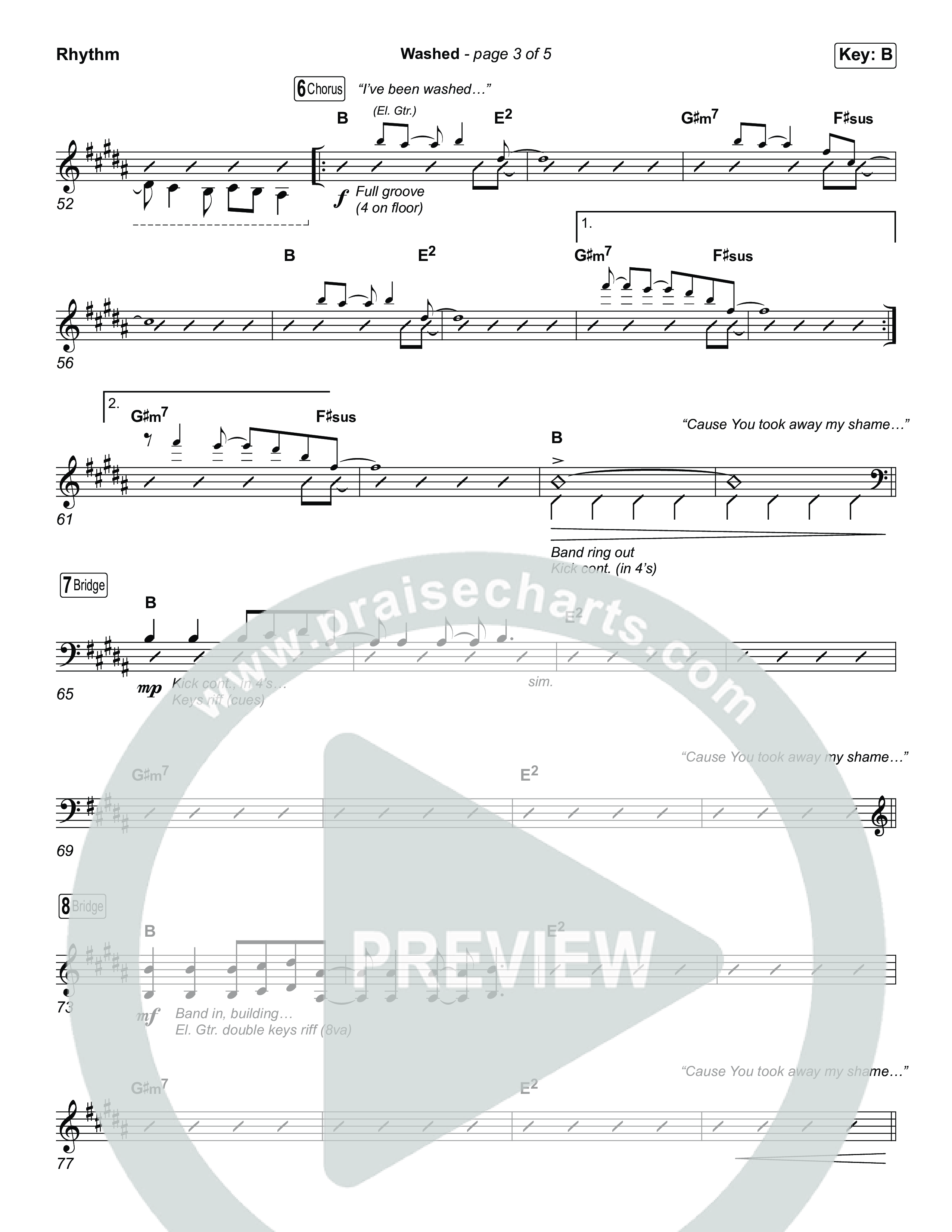 Washed (Choral Anthem SATB) Rhythm Chart (ELEVATION RHYTHM / Arr. Luke Gambill)