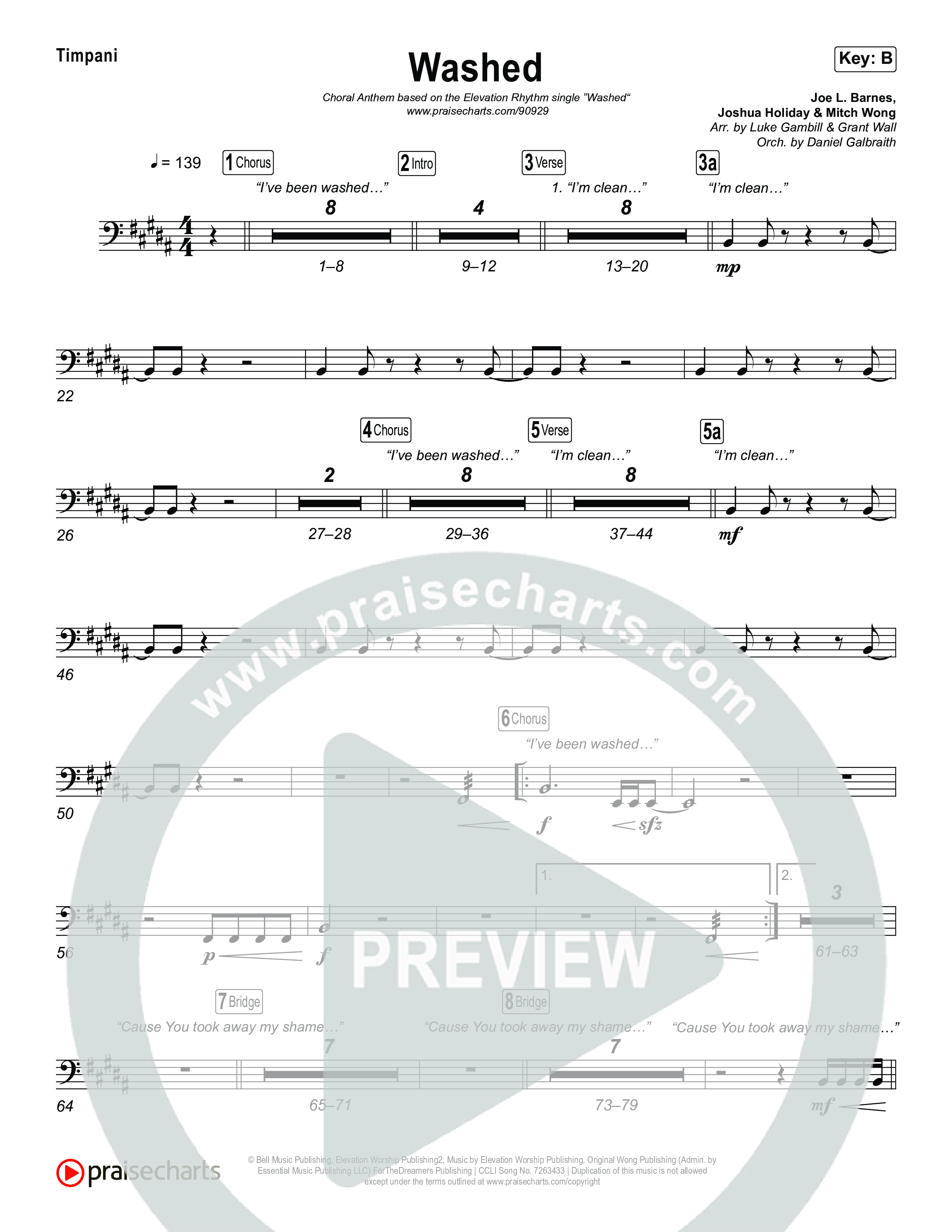 Washed (Choral Anthem SATB) Timpani (ELEVATION RHYTHM / Arr. Luke Gambill)