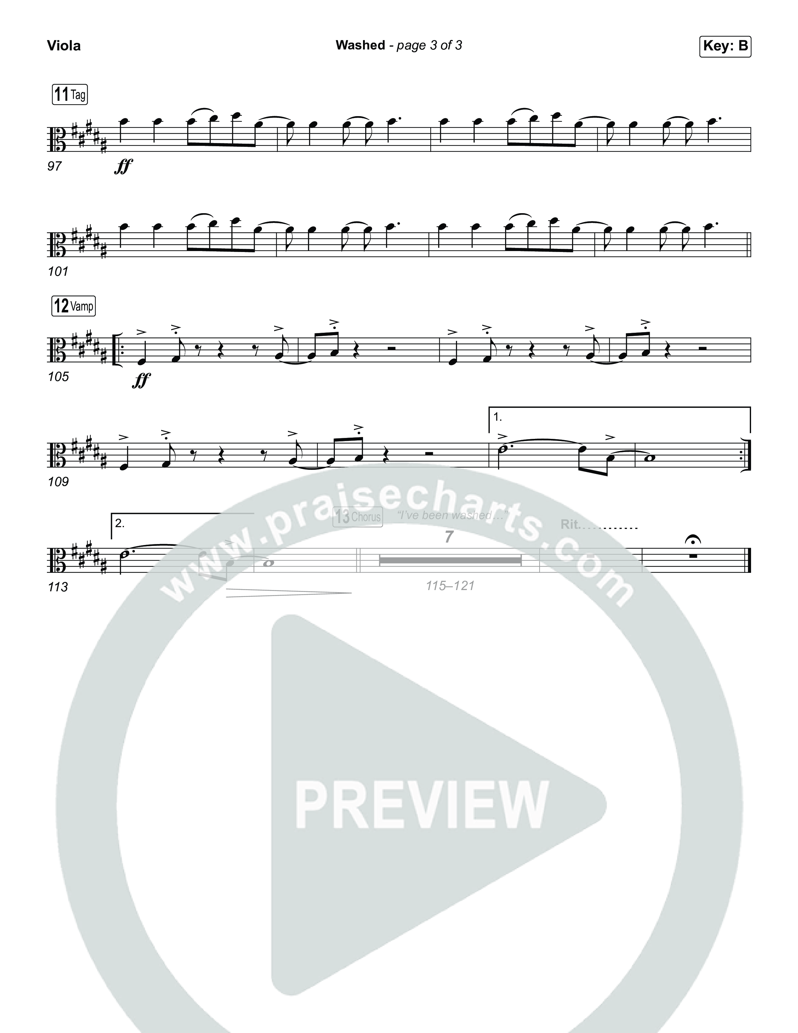 Washed (Choral Anthem SATB) Viola (ELEVATION RHYTHM / Arr. Luke Gambill)