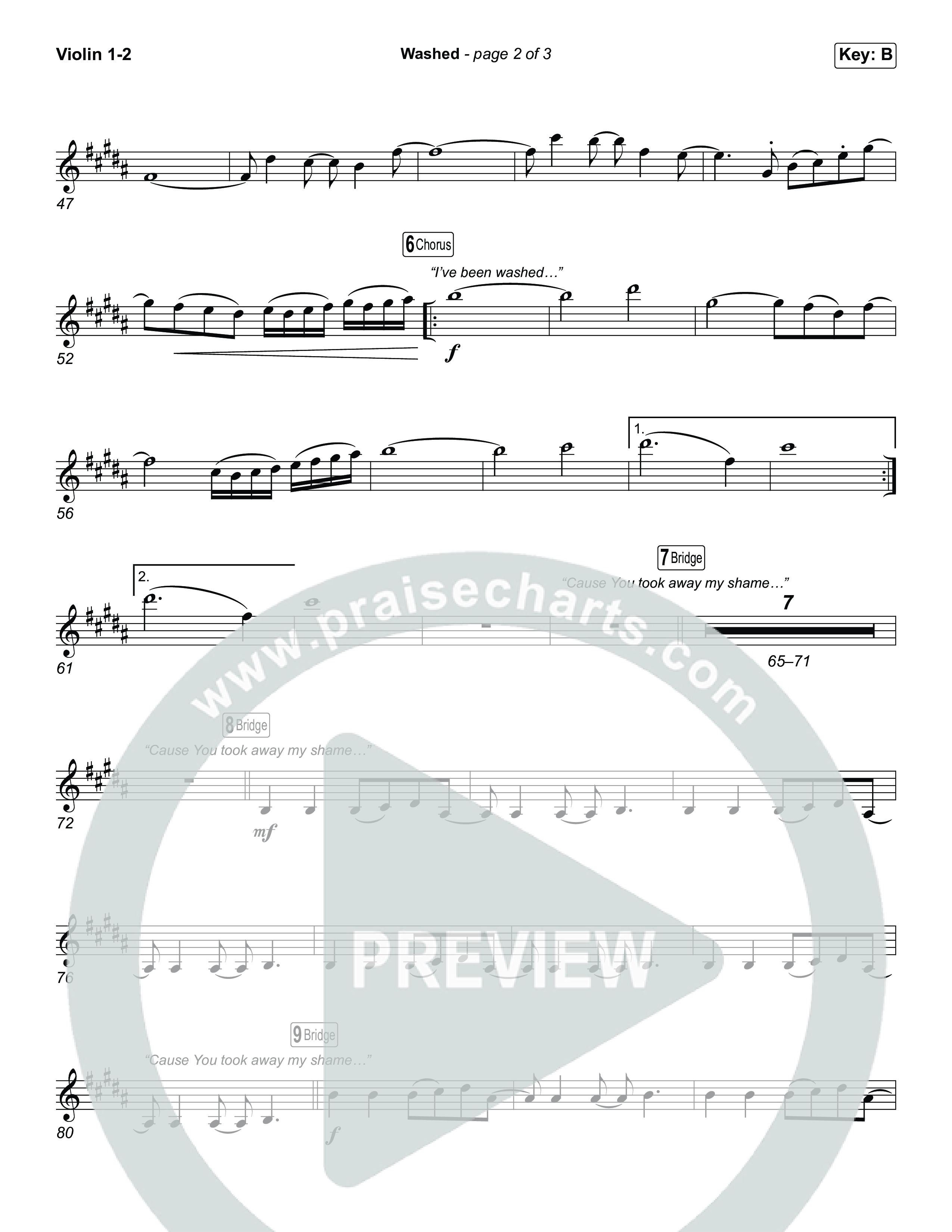 Washed (Choral Anthem SATB) Violin 1,2 (ELEVATION RHYTHM / Arr. Luke Gambill)