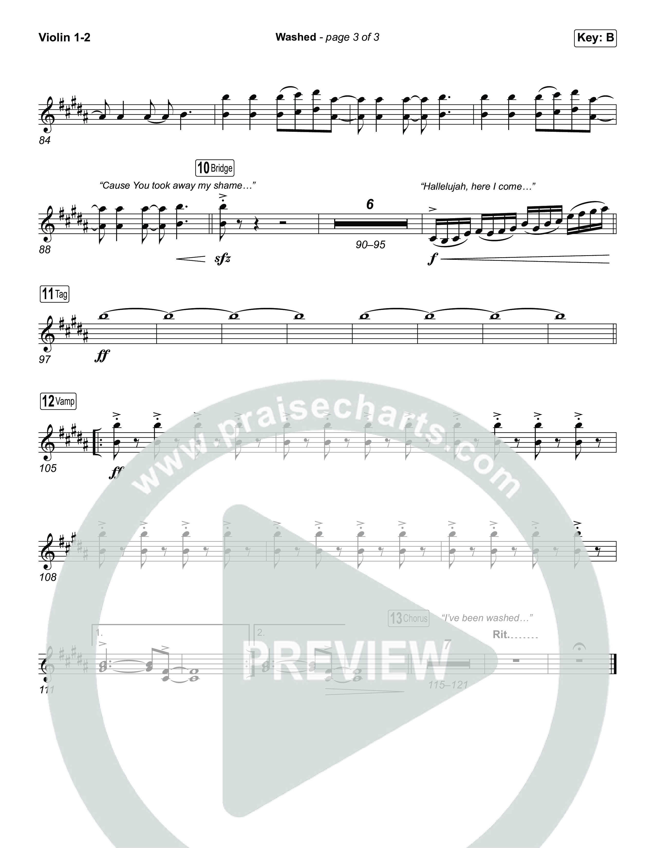 Washed (Choral Anthem SATB) Violin 1,2 (ELEVATION RHYTHM / Arr. Luke Gambill)