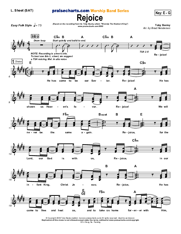 Rejoice Lead Sheet (SAT) ()