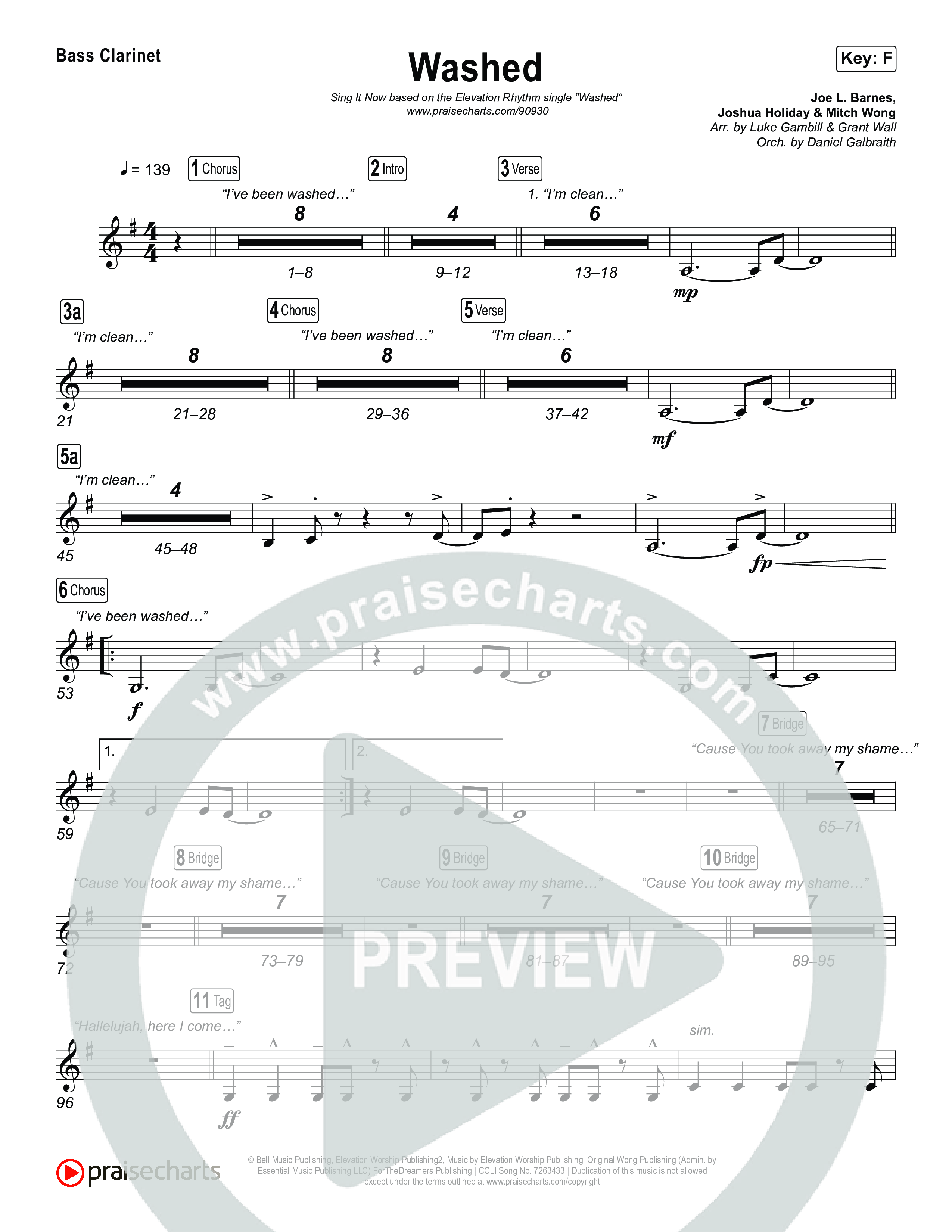 Washed (Sing It Now) Bass Clarinet (ELEVATION RHYTHM / Arr. Luke Gambill)