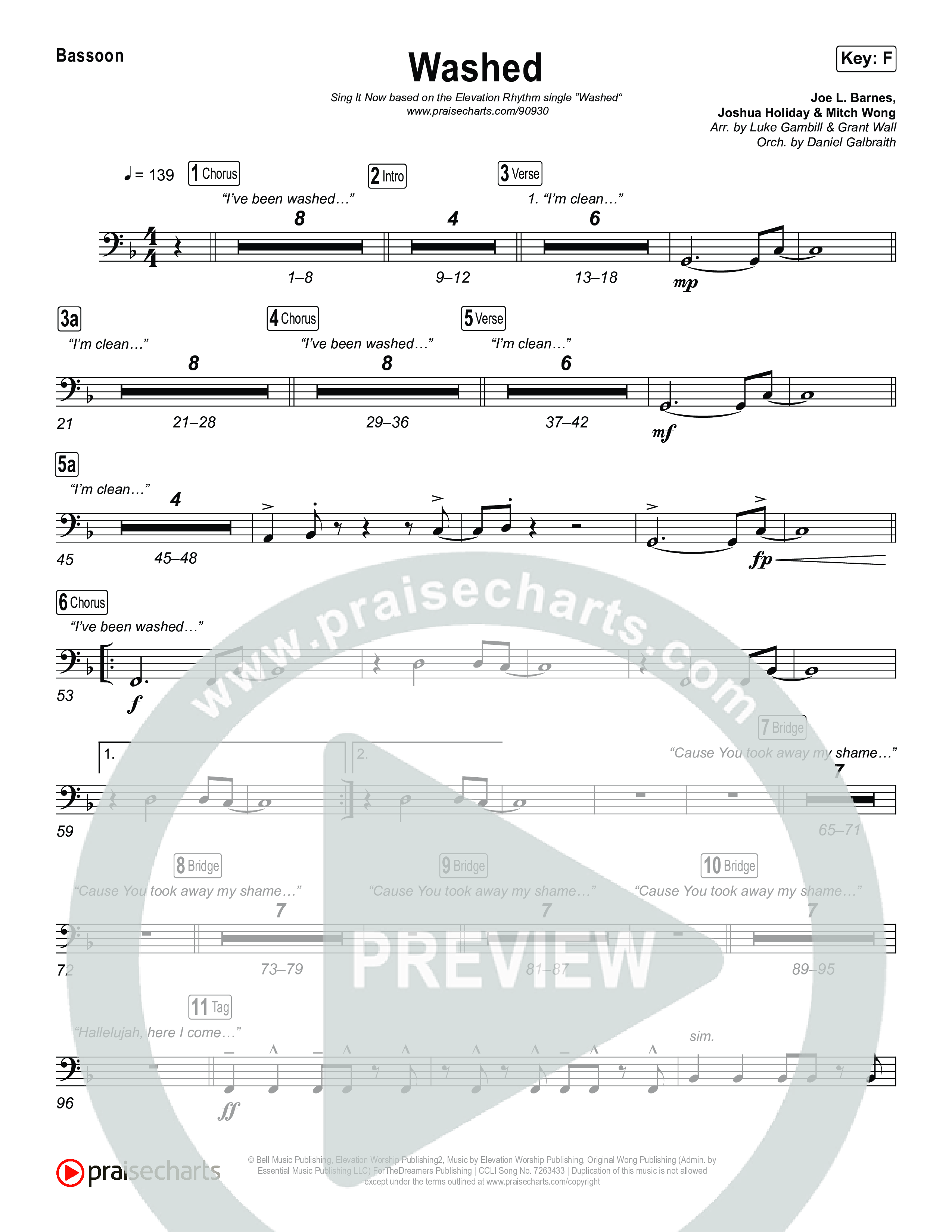 Washed (Sing It Now) Bassoon (ELEVATION RHYTHM / Arr. Luke Gambill)