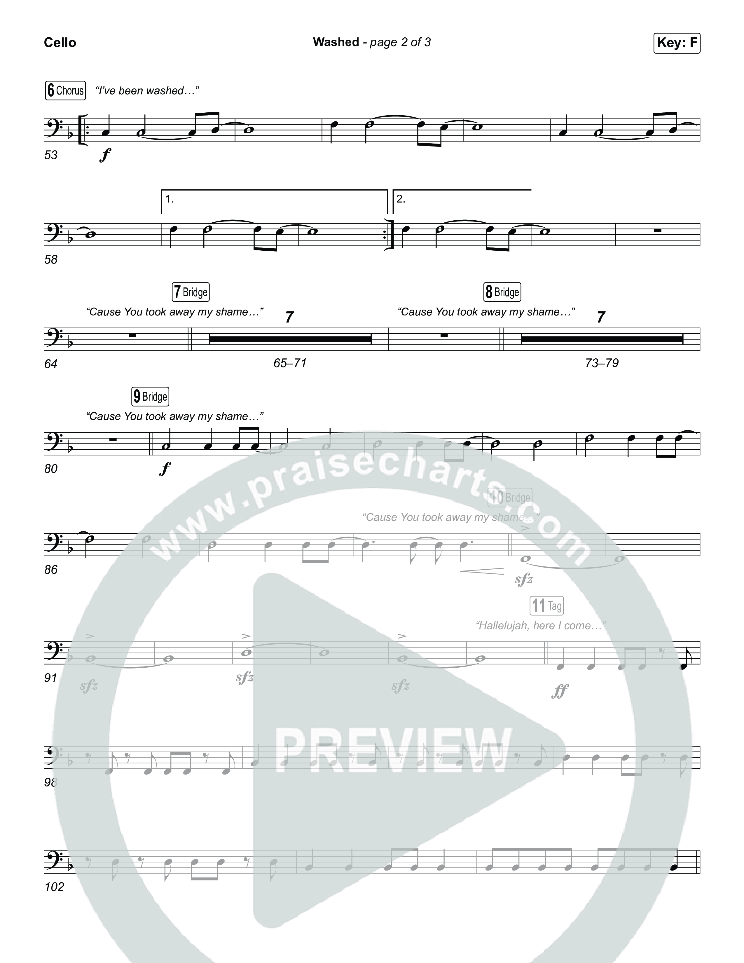 Washed (Sing It Now) Cello (ELEVATION RHYTHM / Arr. Luke Gambill)