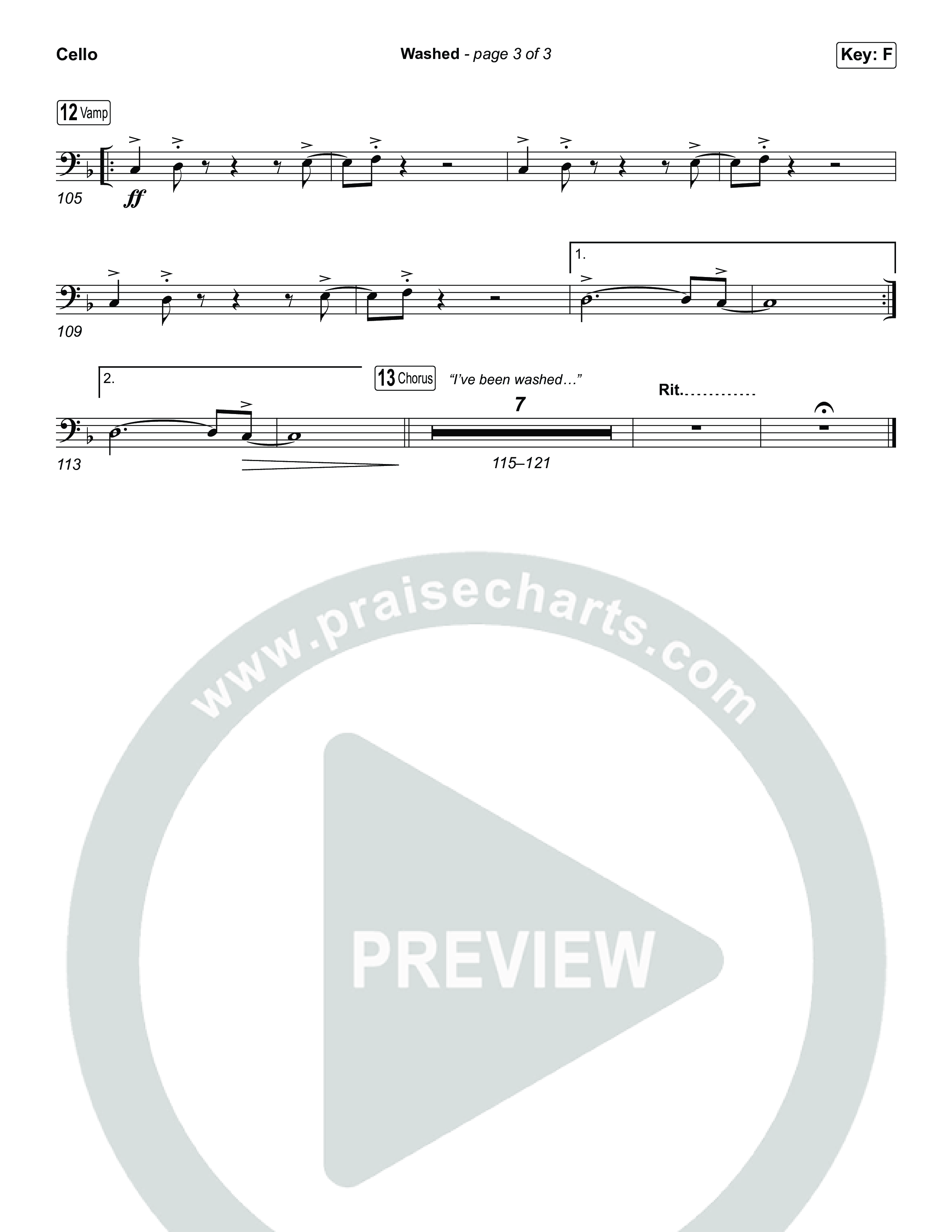 Washed (Sing It Now) Cello (ELEVATION RHYTHM / Arr. Luke Gambill)
