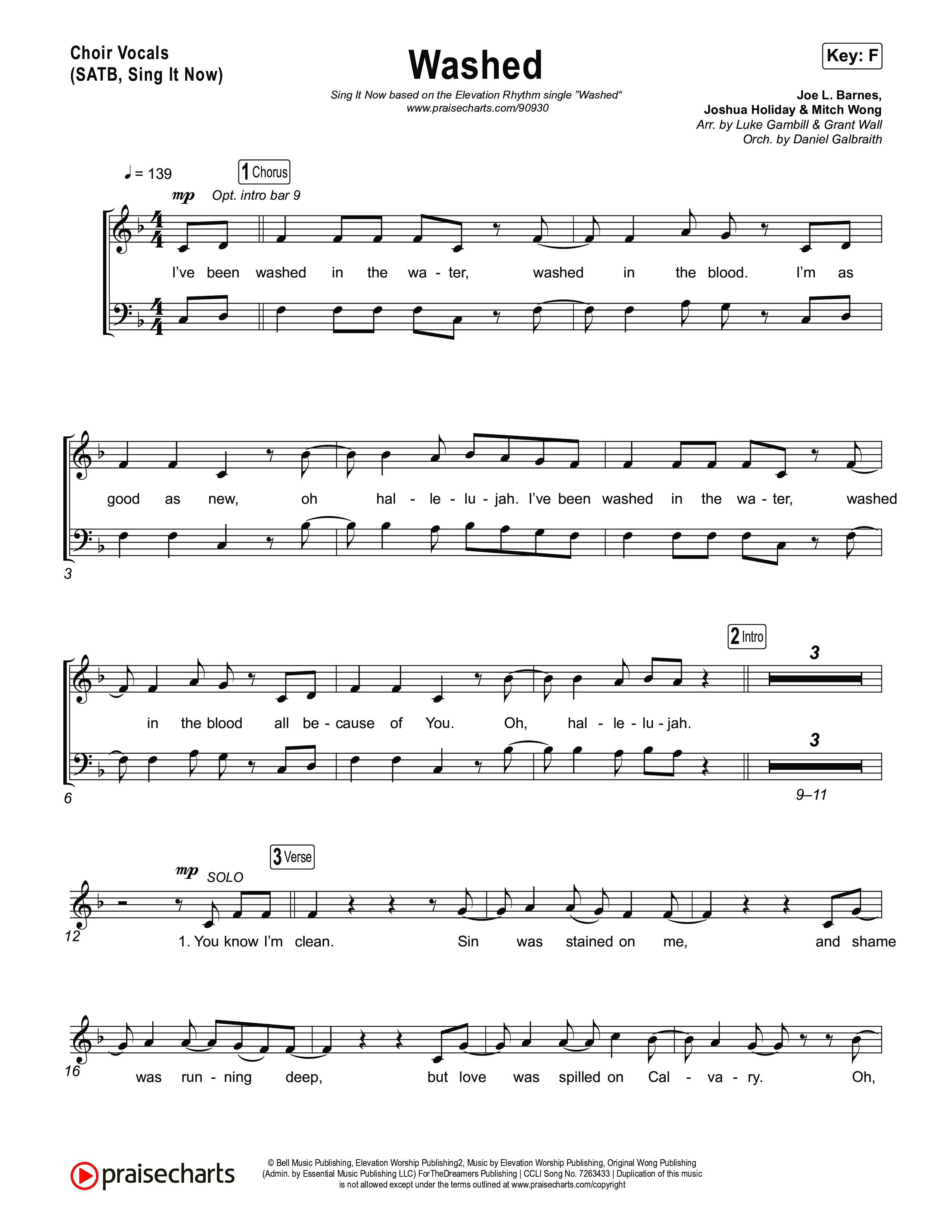 Washed (Sing It Now) Choir Sheet (SATB) (ELEVATION RHYTHM / Arr. Luke Gambill)