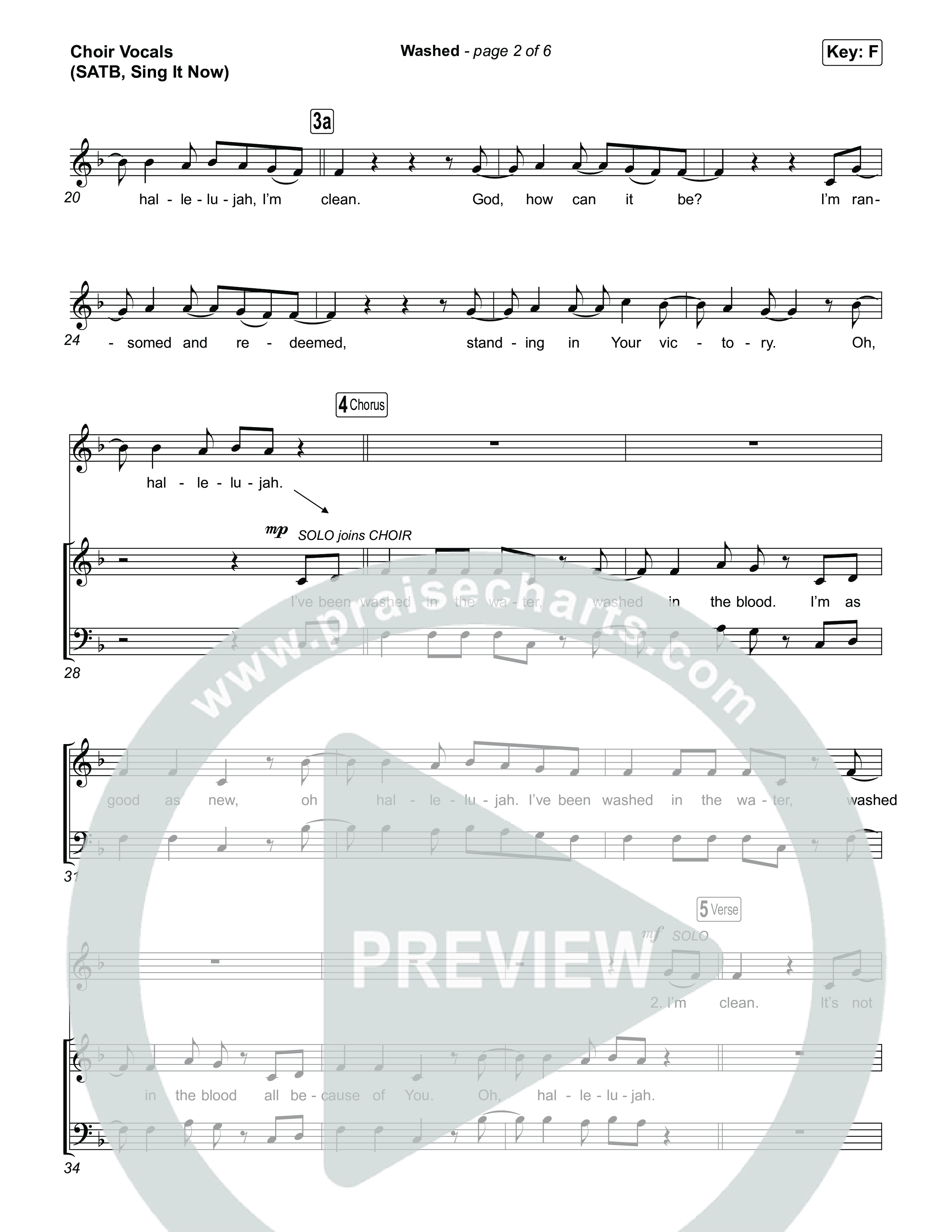Washed (Sing It Now) Choir Sheet (SATB) (ELEVATION RHYTHM / Arr. Luke Gambill)