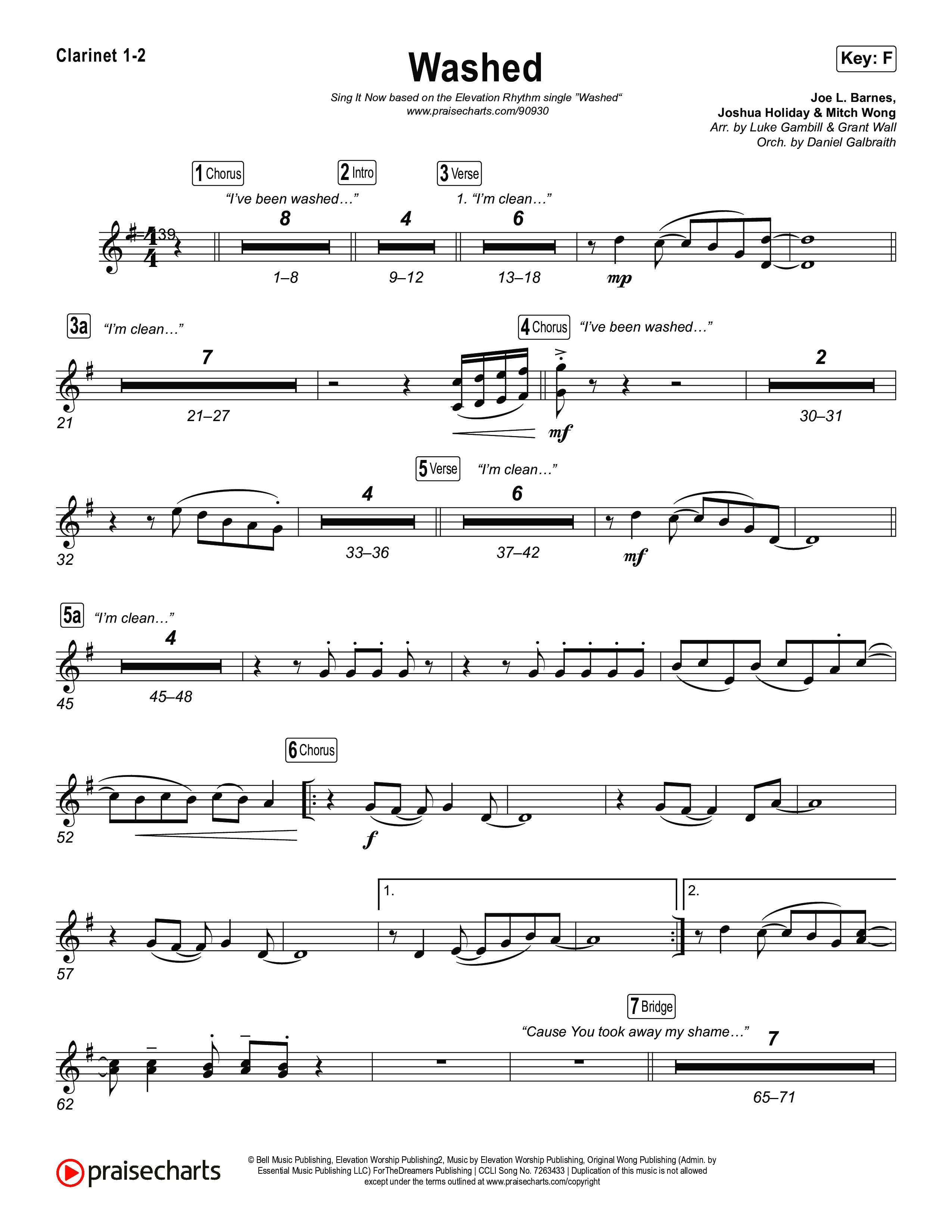 Washed (Sing It Now) Clarinet 1/2 (ELEVATION RHYTHM / Arr. Luke Gambill)